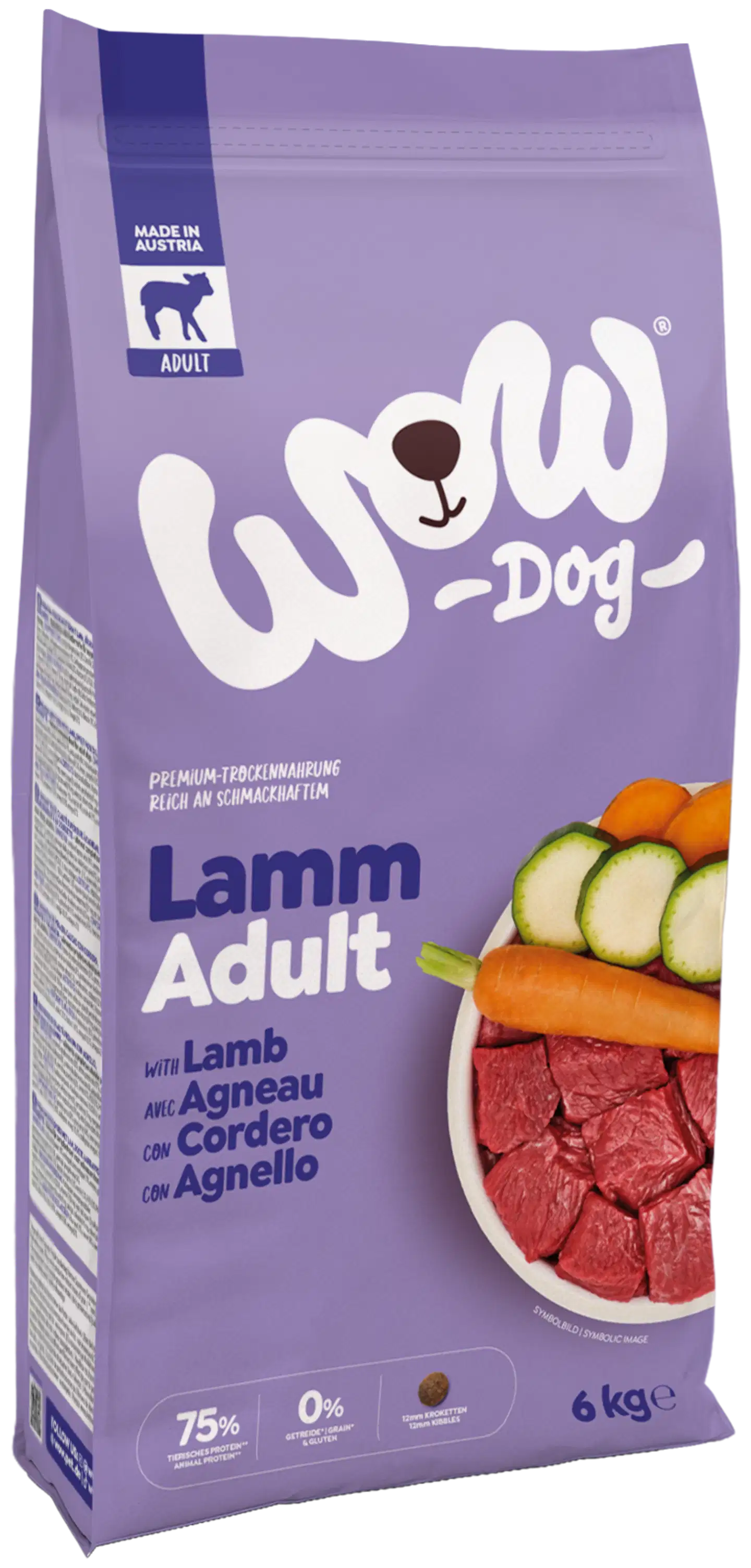 WOW DOG ADULT sis. lammasta kuivaruoka 6 kg