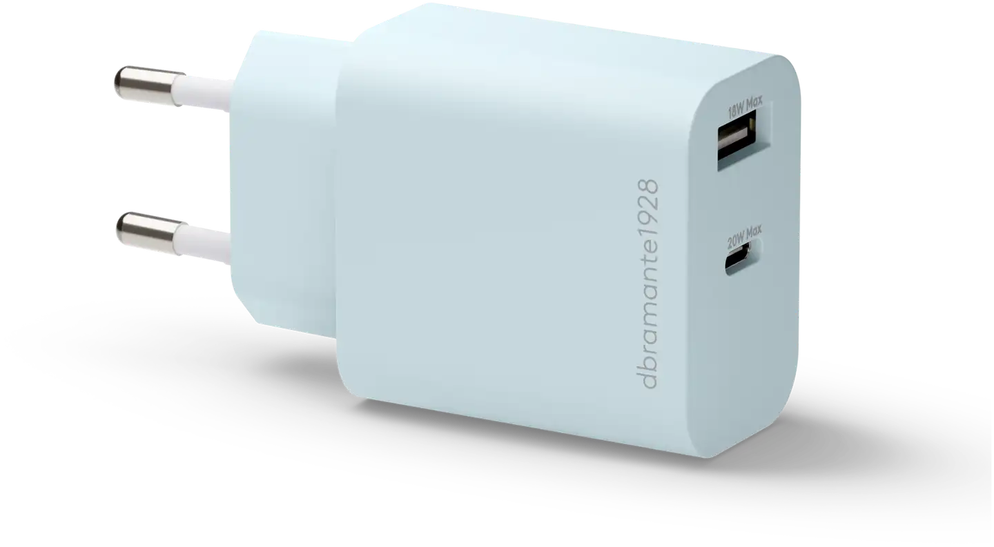 dbramante1928 seinälaturi USB-C 20W+USB-A 18W sininen