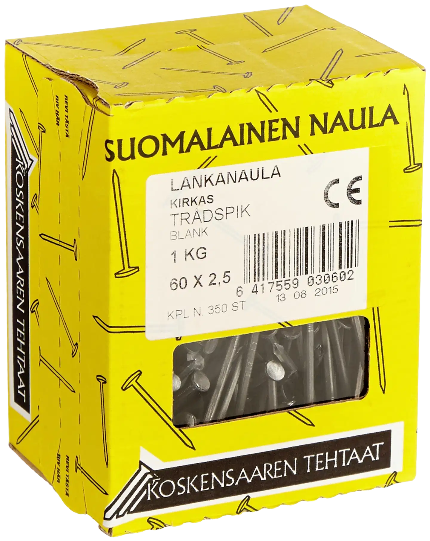 Koskensaaren Tehtaat Lankanaula kirkas 1kg 60x2,5mm - 1