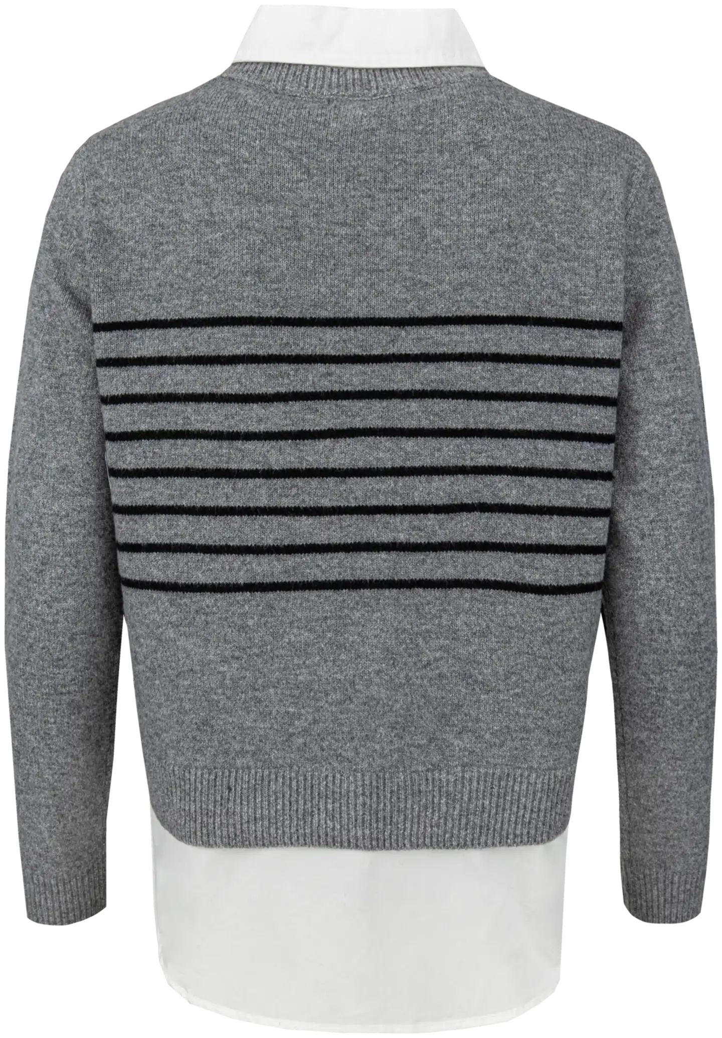 TEX naisten raidallinen kauluspaita-neule I997034 - GREY CHINE - 3