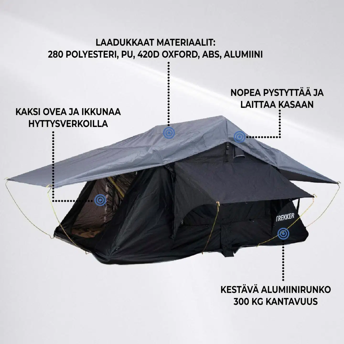 Trekker kattoteltta camper m, musta - 2