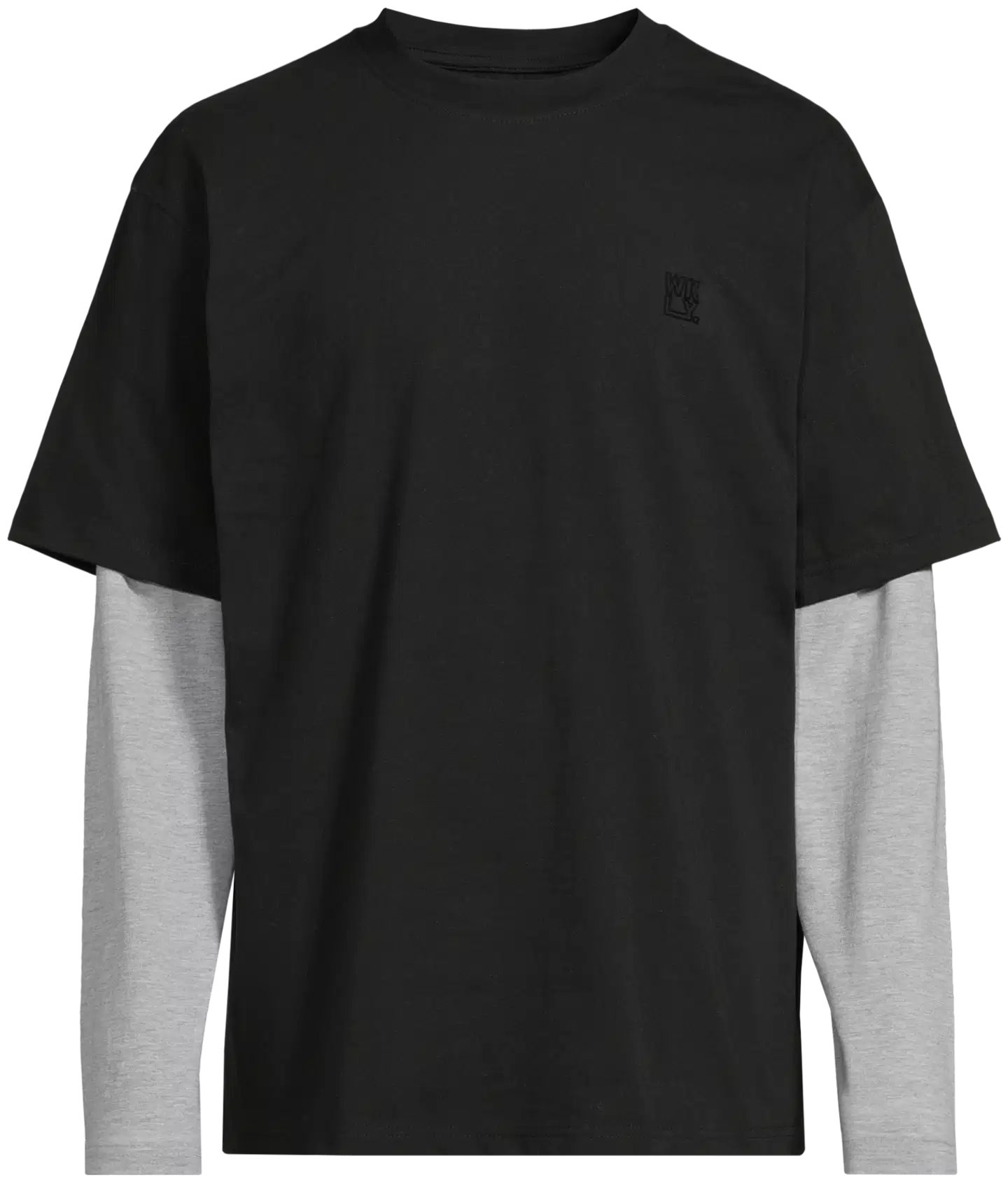 WKLY. miesten tuplahihainen t-paita 195W312602 - Black/grey mel - 2