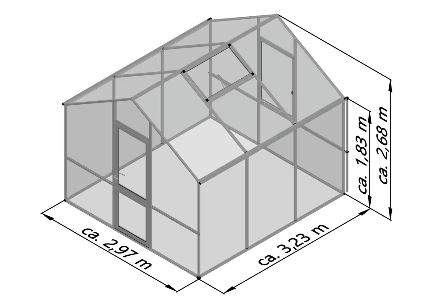 Kreative Gartentechnik kasvihuone Lilie III 9,59 m2 antrasiitinharmaa - 2