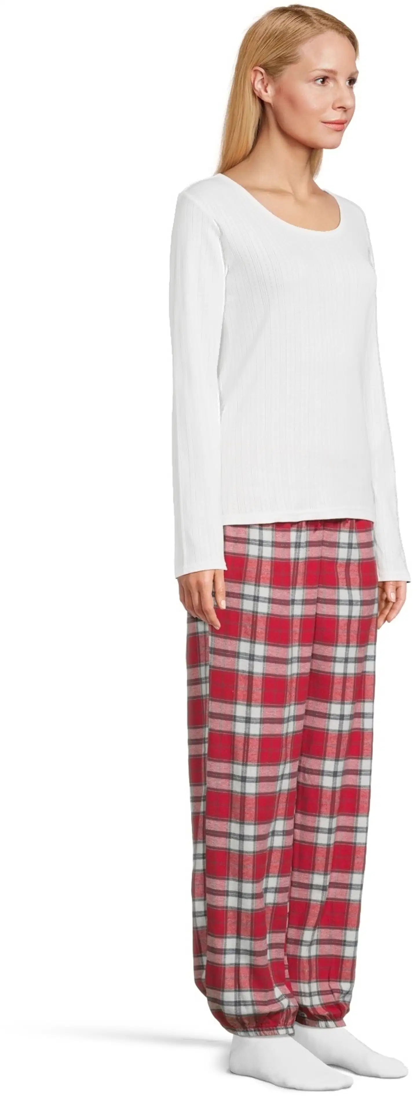 Actuelle naisten pyjama 212A382618 - White/ red check - 4