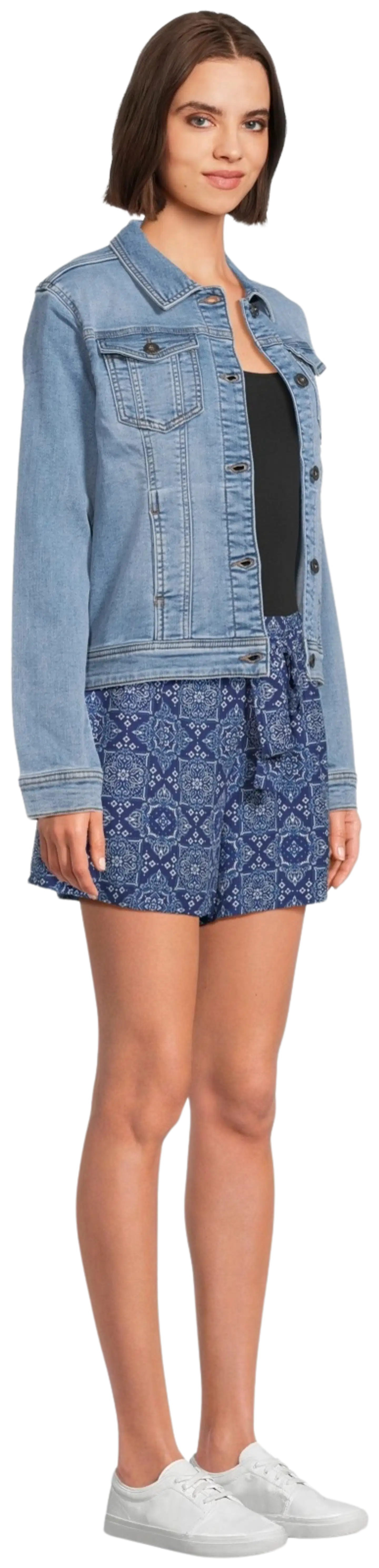 TEX naisten kuviolliset kangasshortsit I283353 - NAVY 2 - 4
