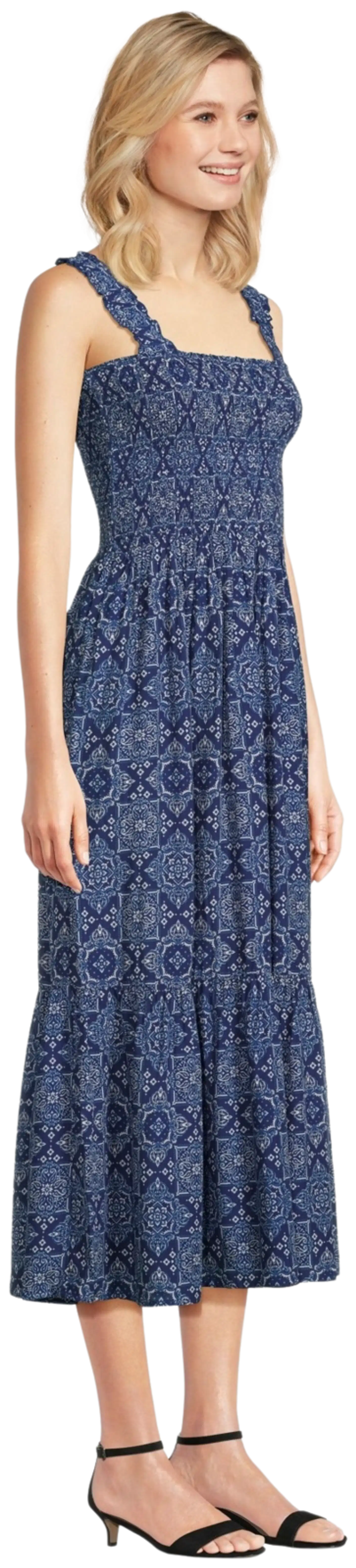 TEX naisten kuviollinen olkainmekko I283354 - NAVY 2 - 4