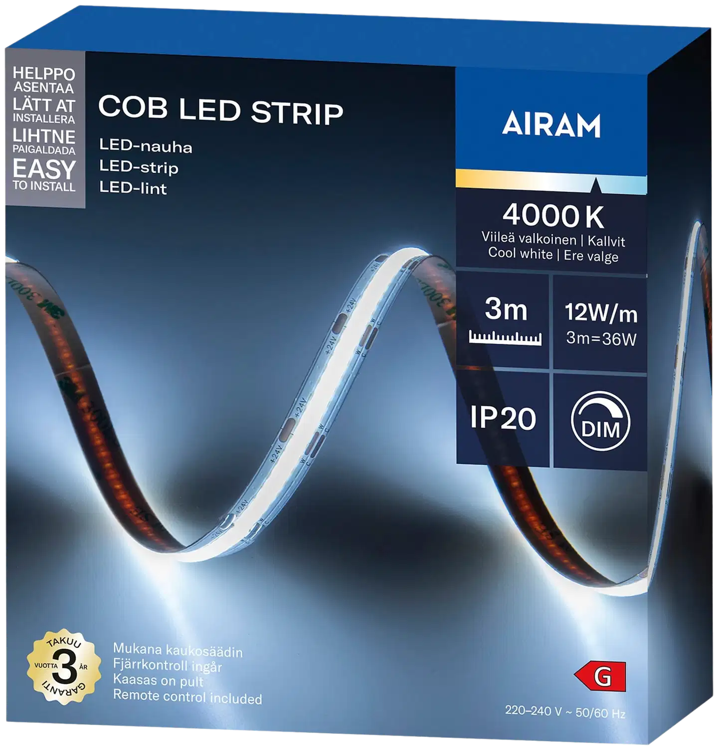 Airam COB LED Strip Led-nauha 24V IP20 840 3m - 2