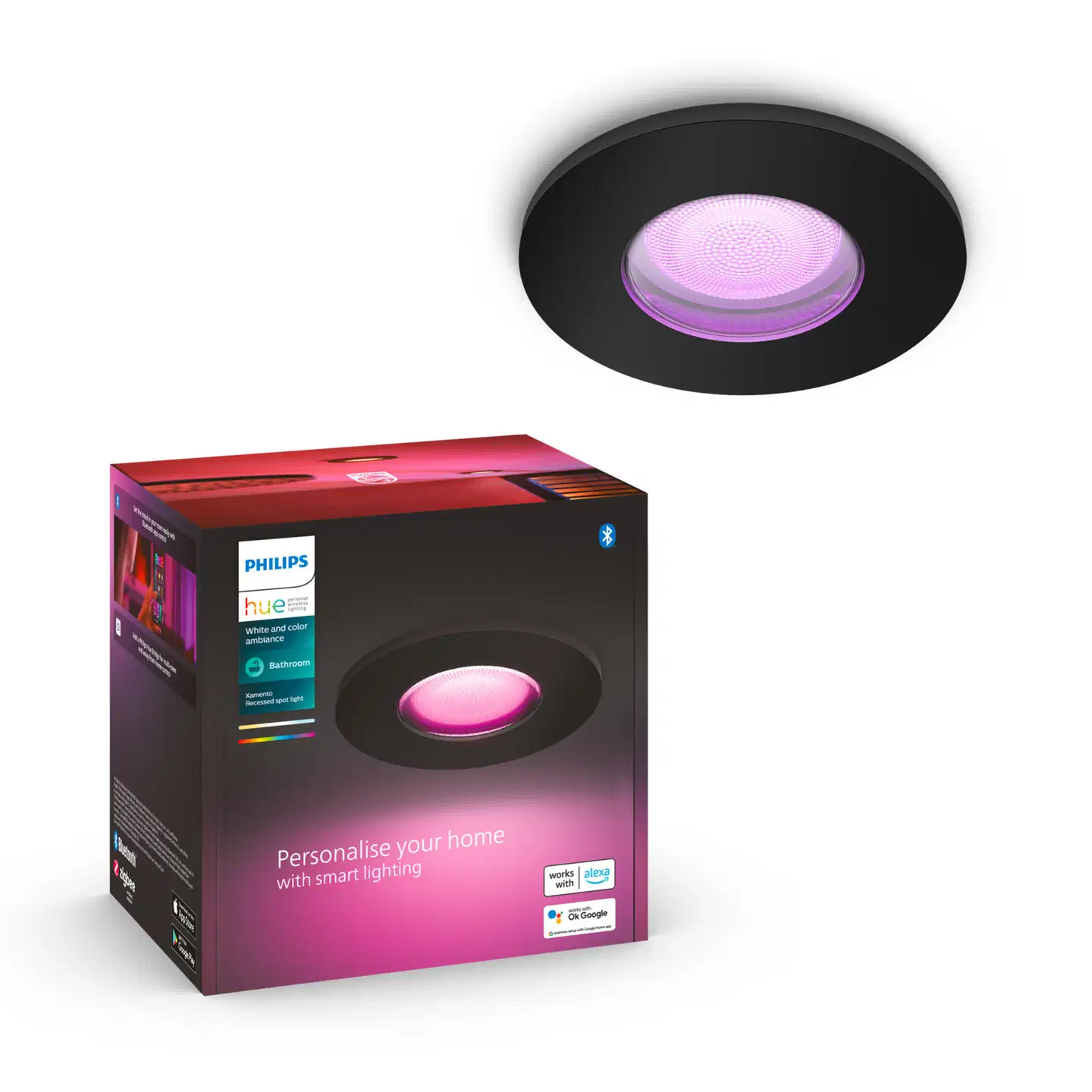 Philips Hue Xamento -upotettu alasvalo kylpyhuoneeseen 4.2W 2000-6500K 400LM musta - 5
