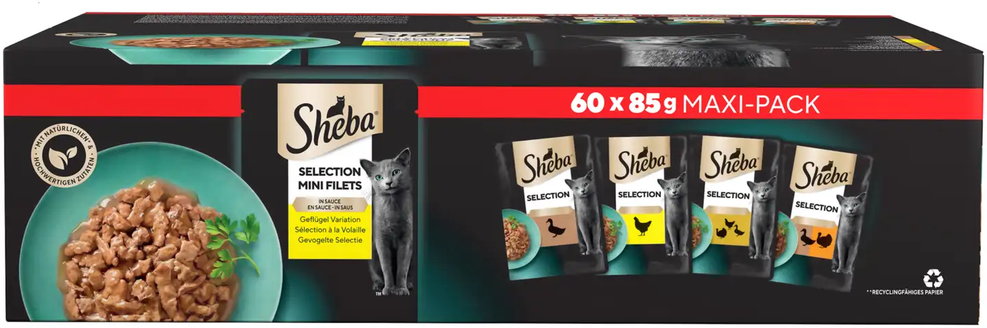 Sheba Ankkaa, Kalkkunaa, Kanaa 60x85g annospussilajitelma