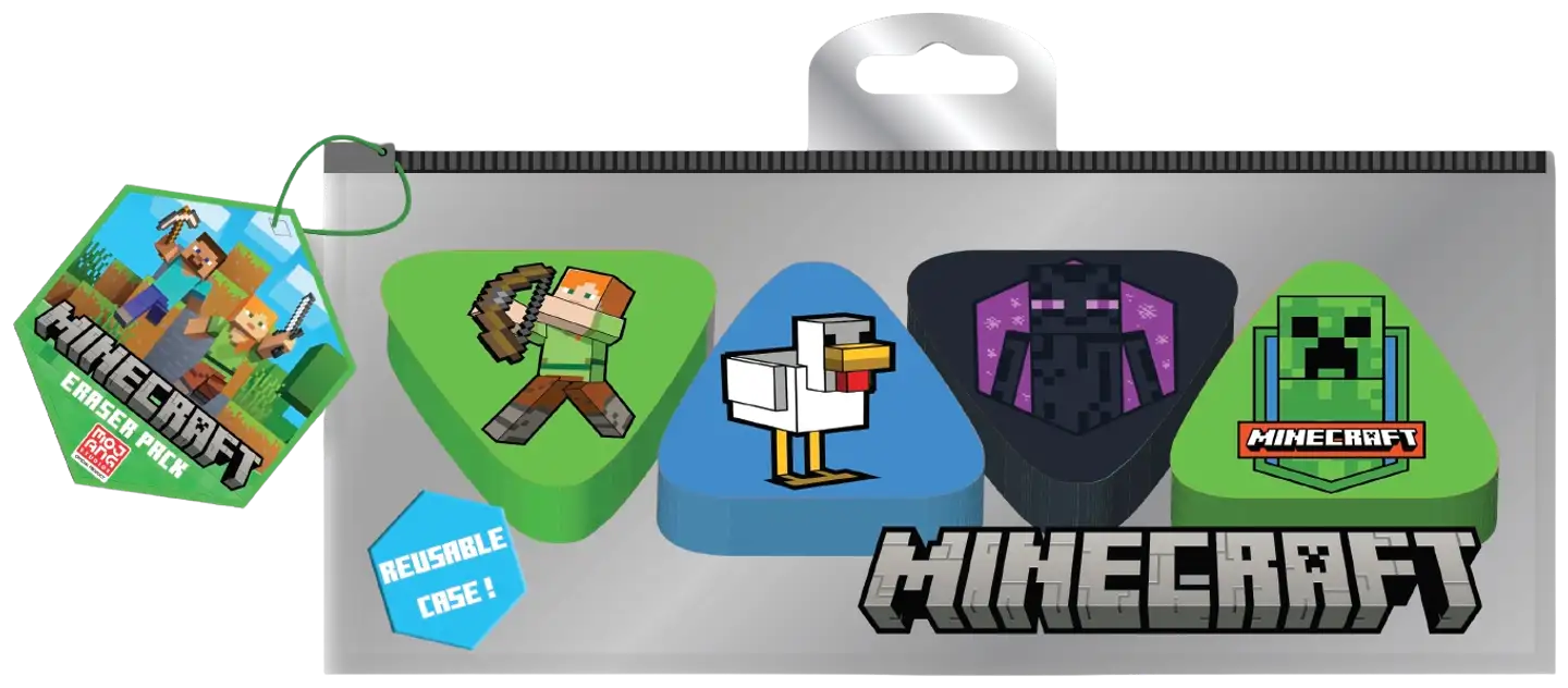 Minecraft pyyhekumit suljettavassa pussissa