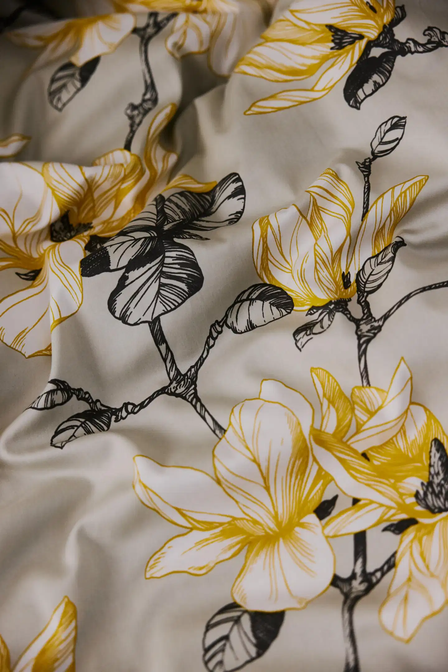 Finlayson satiini pussilakanasetti Magnolia  150X210+50x60  harmaa-keltainen - 5