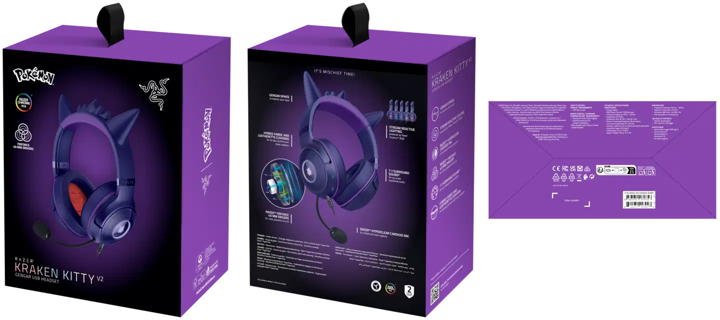 Razer Kraken Kitty V2 kuulokkeet, Pokemon Gengar edition - 4