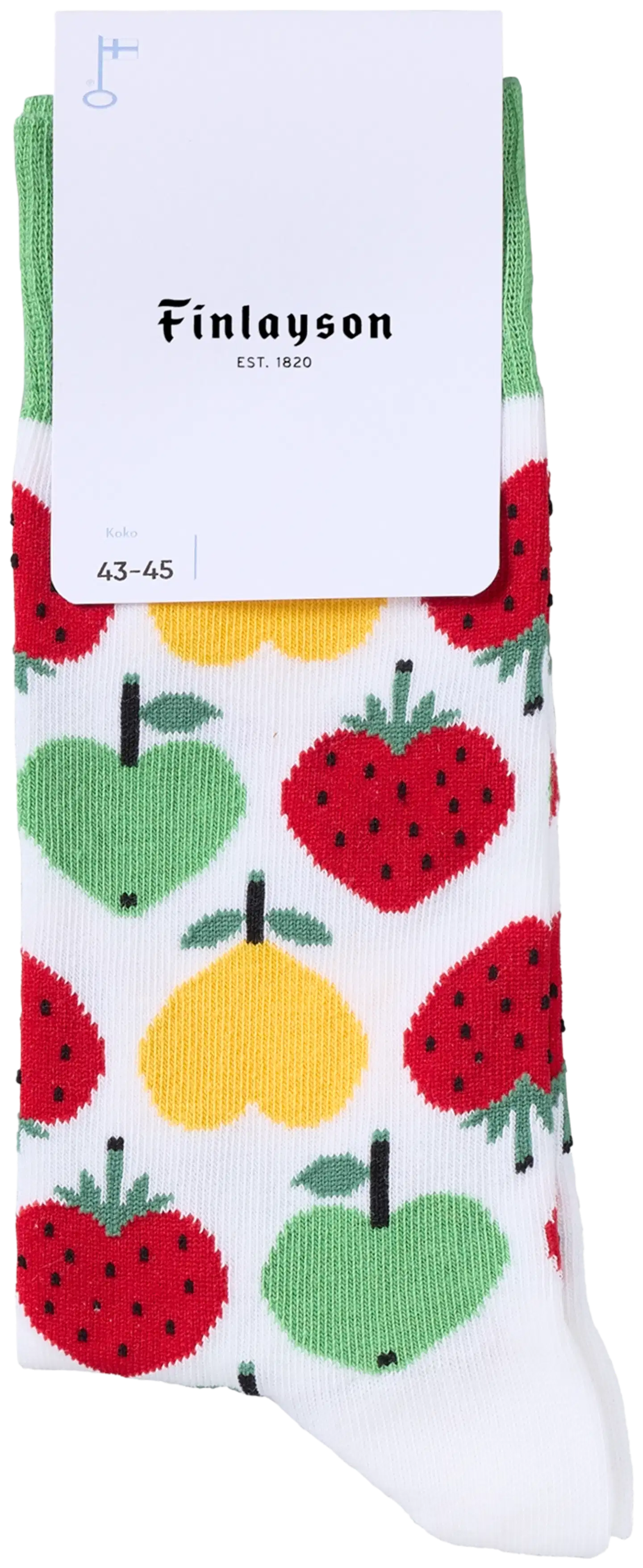 Finlayson miesten nilkkasukat Sydänhedelmät - Valkoinen/vihreä - 1