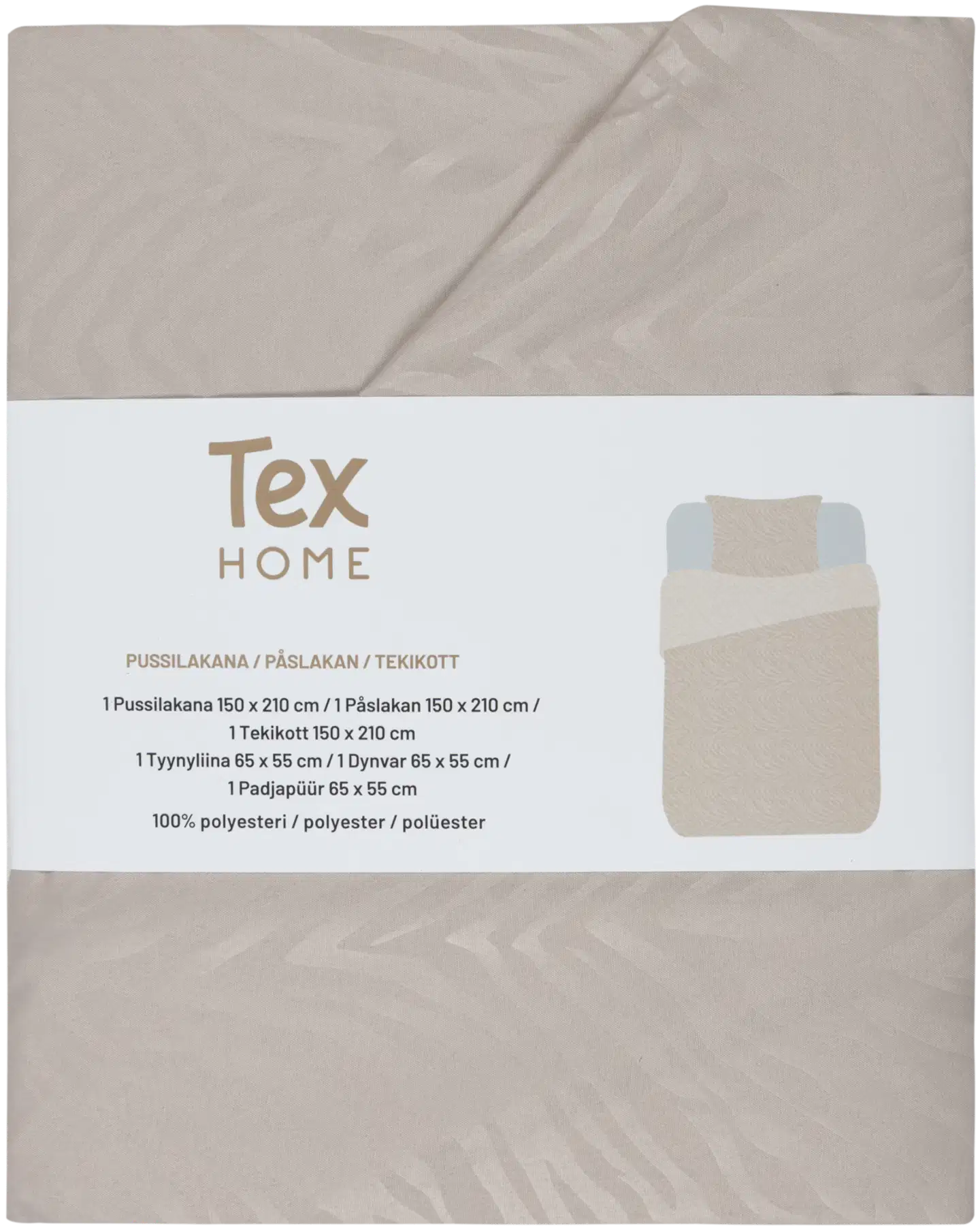 Tex Home pussilakanasetti Microzebra 150x210 cm beige