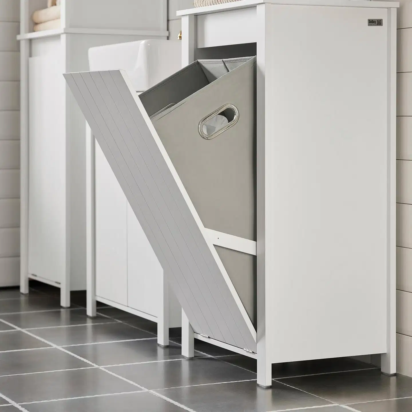 SoBuy pyykkikaappi valkoinen BZR100-W - 4