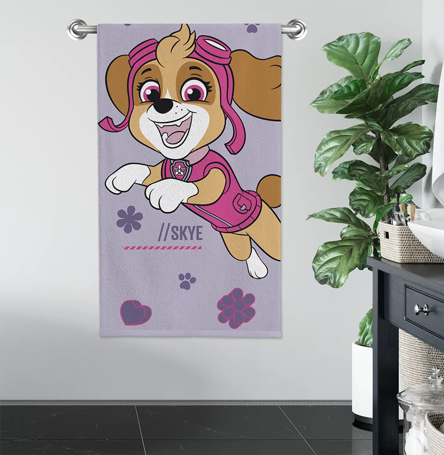 Paw Patrol lasten kylpypyyhe 70x140 cm lila - 7