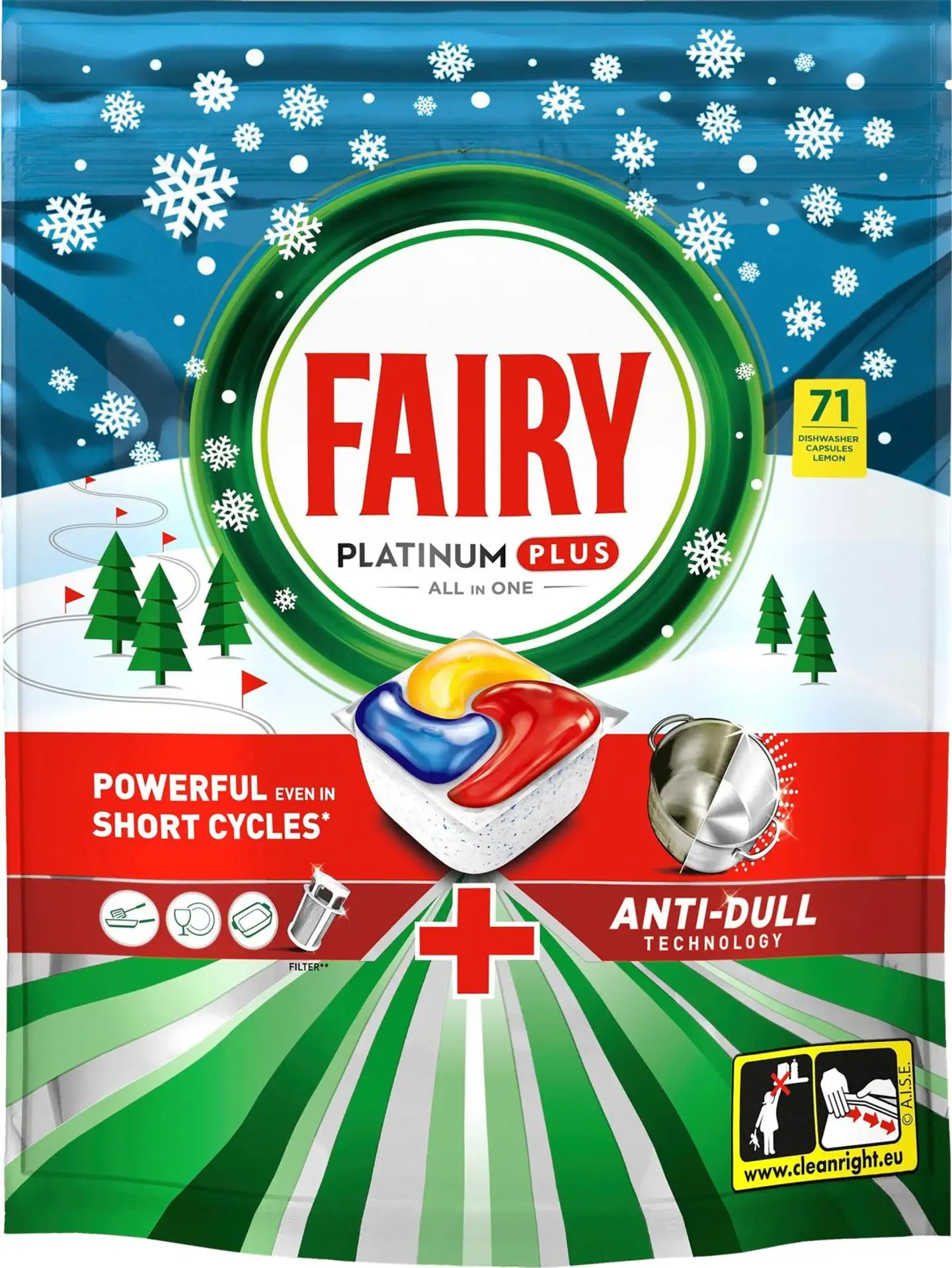Fairy Platinum Plus All in One Anti-Dull Lemon Winter Edition 71kpl konetiskitabletti