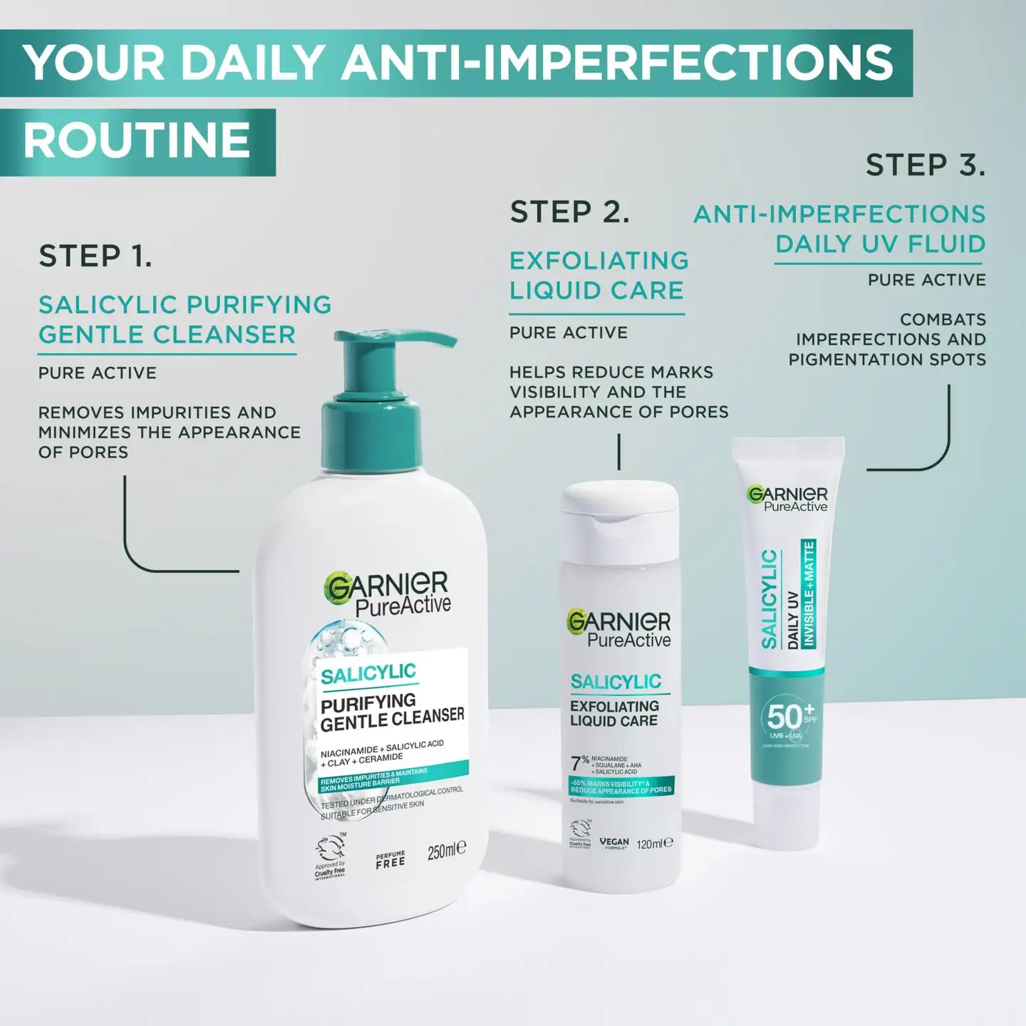 Garnier PureActive Salicylic Exfoliating Liquid Care Kasvovesi epäpuhtaalle iholle 120 ml - 4