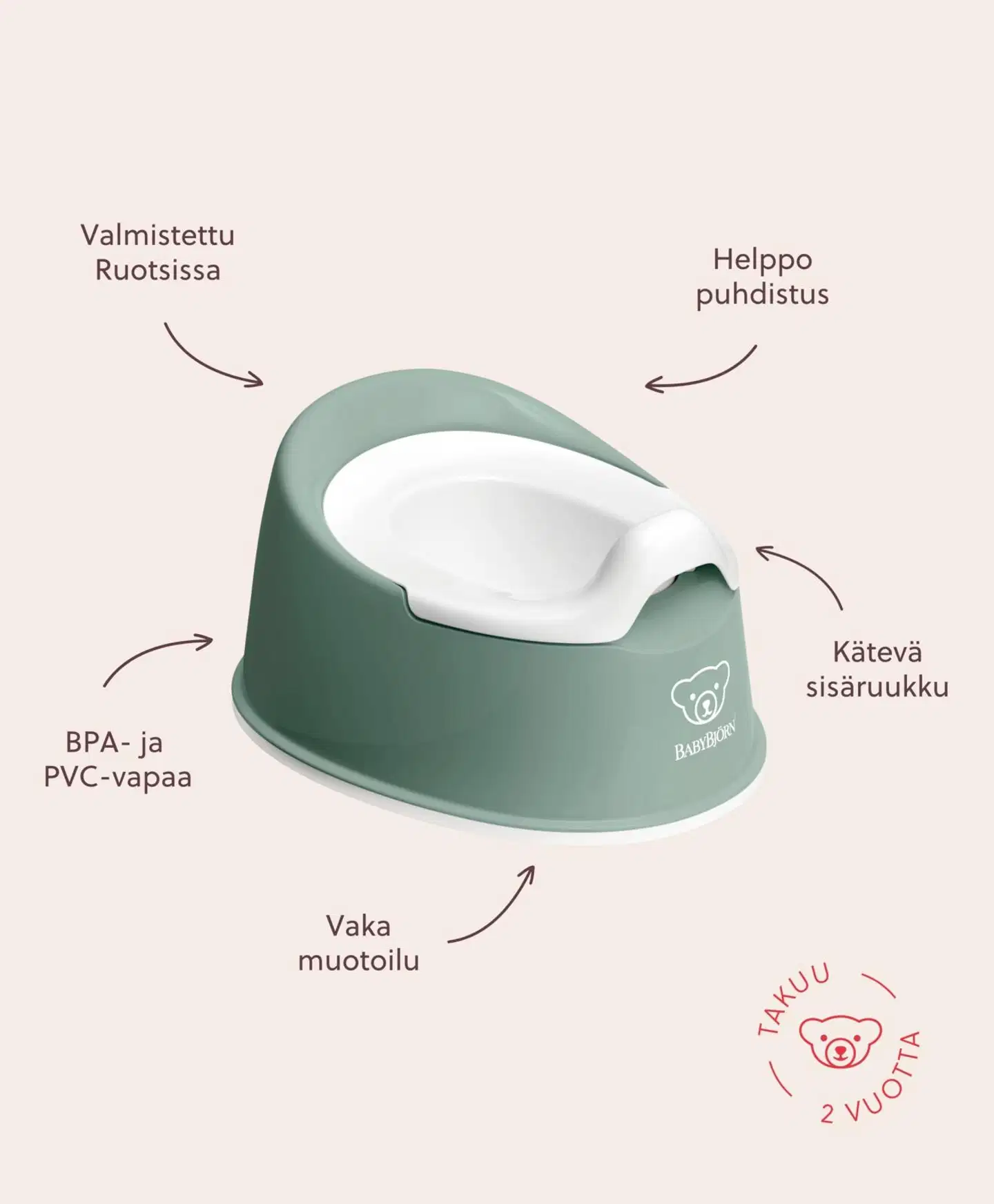 BabyBjörn smart potta - syvä vihreä/valkoinen - 2
