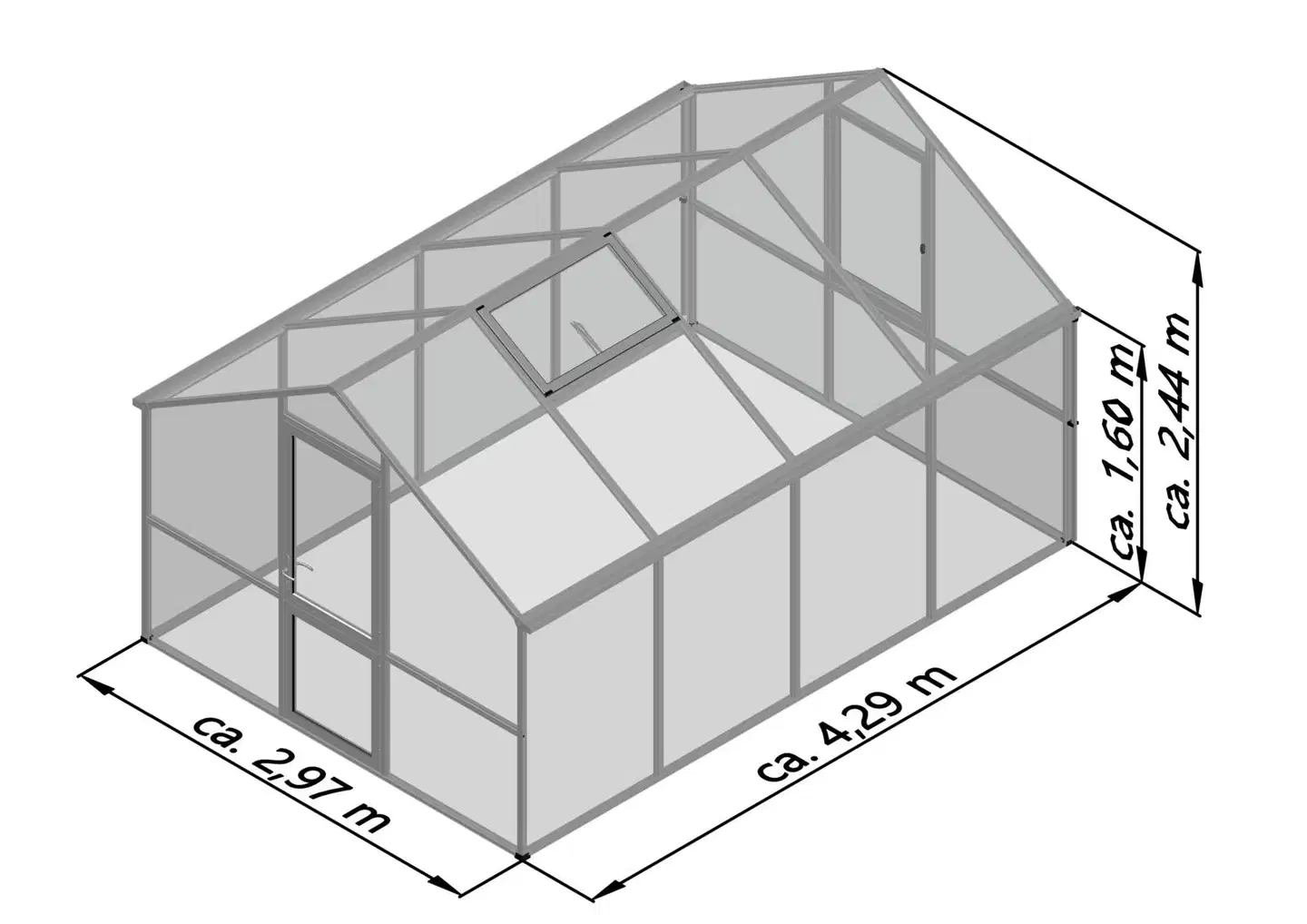 Kreative Gartentechnik kasvihuone Nelke IV 12,74 m2 antrasiitinharmaa - 2