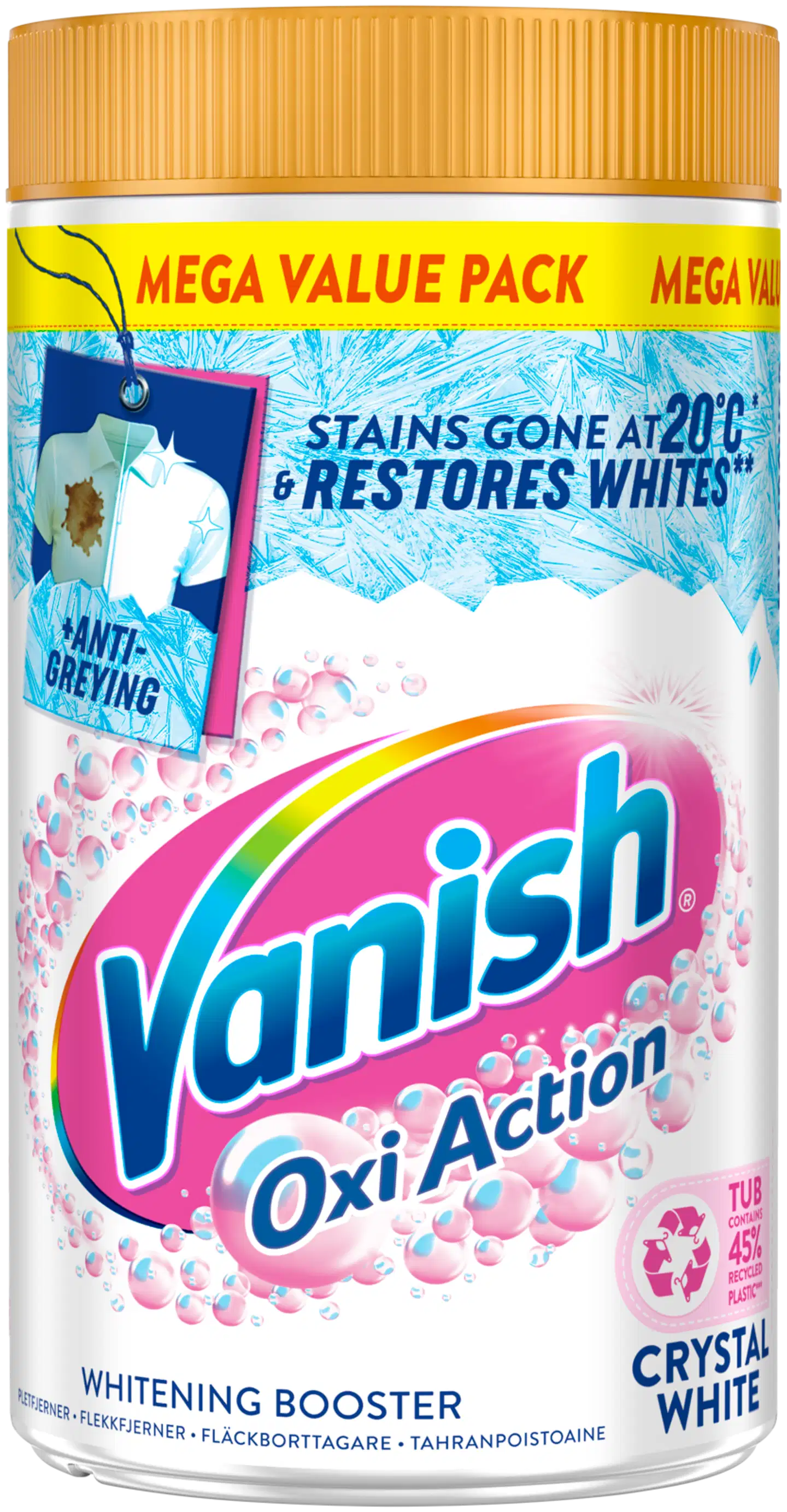 Vanish Crystal White valkopyykin pesutehoste ja tahranpoistojauhe 1500g