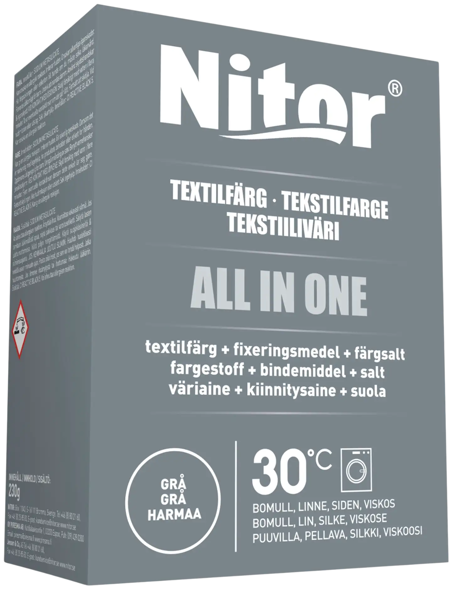 Nitor Tekstiiliväri All in one 230g harmaa