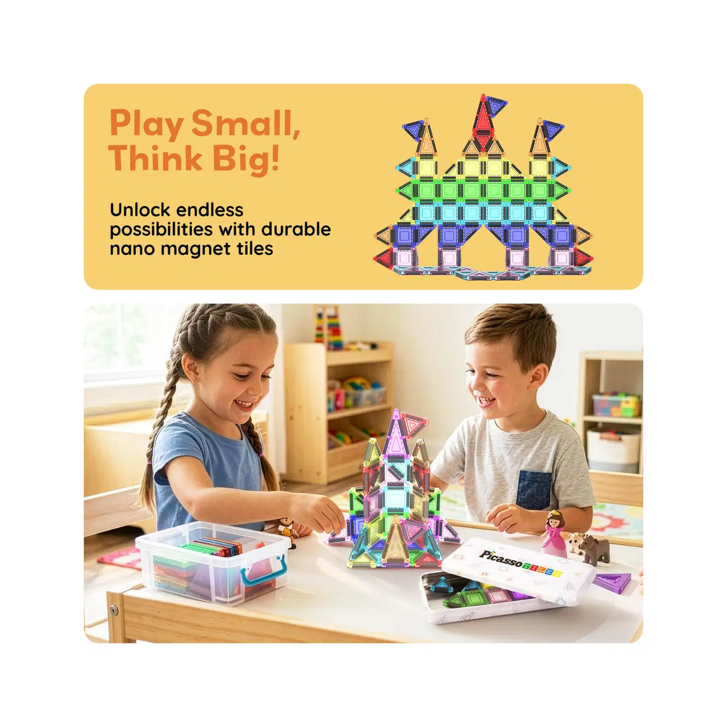 PicassoTiles magneettinen rakennussarja Nano Tiles 40 osaa - 9