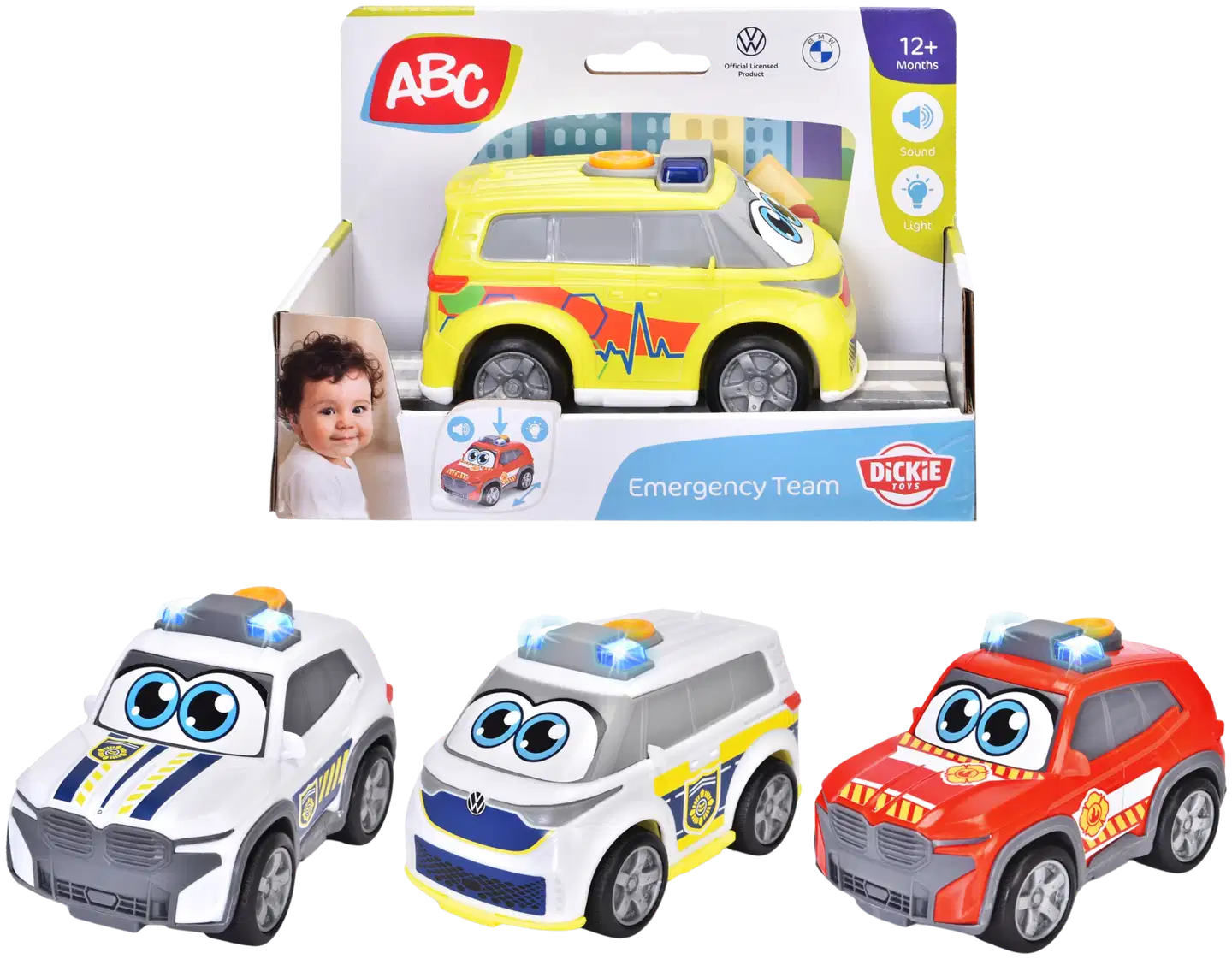 Dickie Toys ABC hälytysajoneuvot 12 cm valo- ja äänitehostein lajitelma - 1