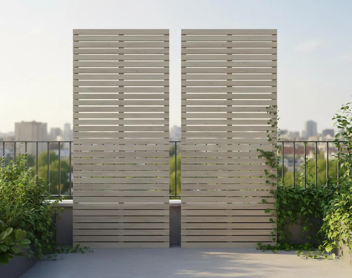 Miljöörakennus näkösuojaritilä vaaka 179X80X3cm vaalean harmaa - 4