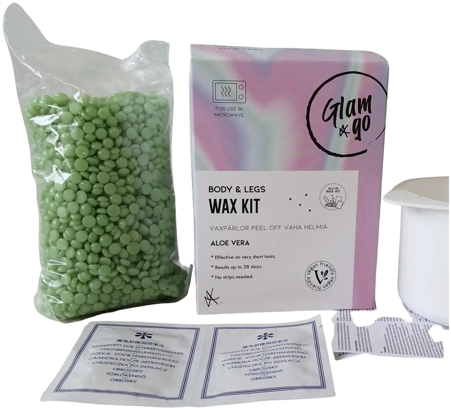 Glam & Go waxing kit vartalon ja jalkojen vahaussarja 250g - 2