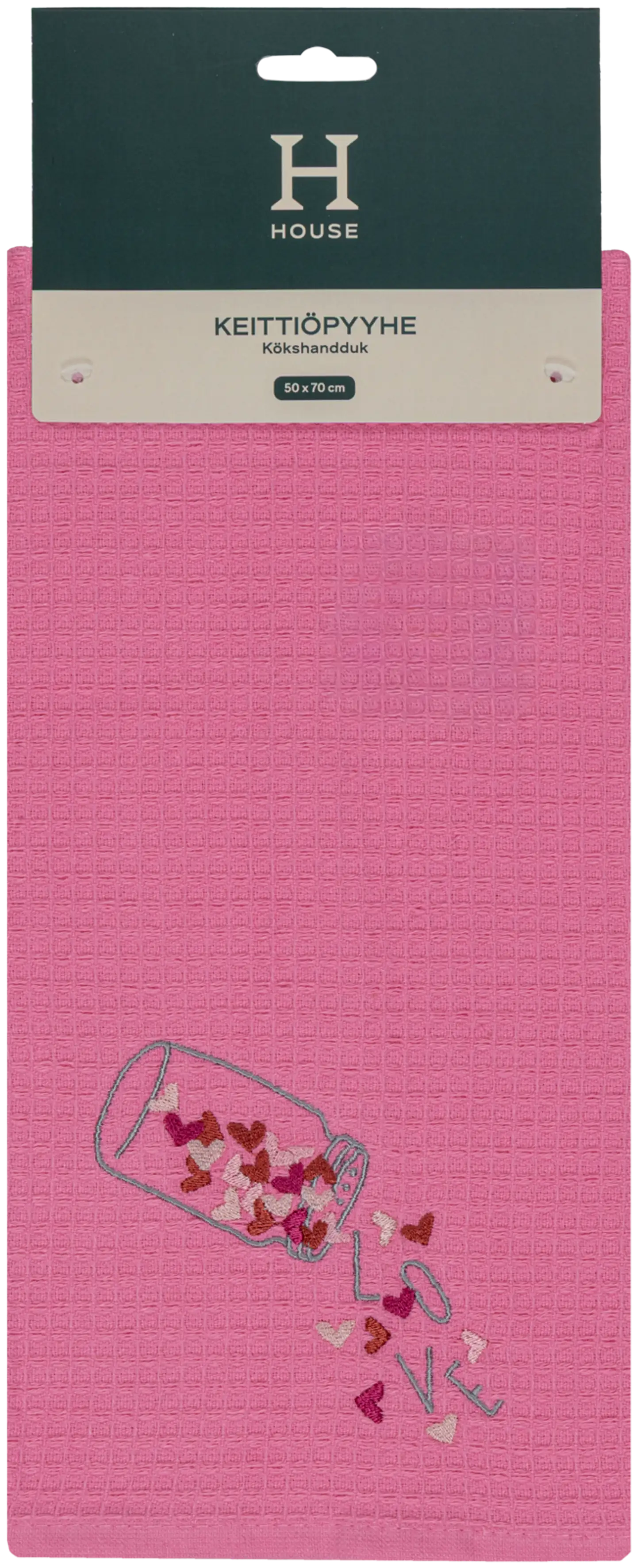 House keittiöpyyhe Love pinkki - 2