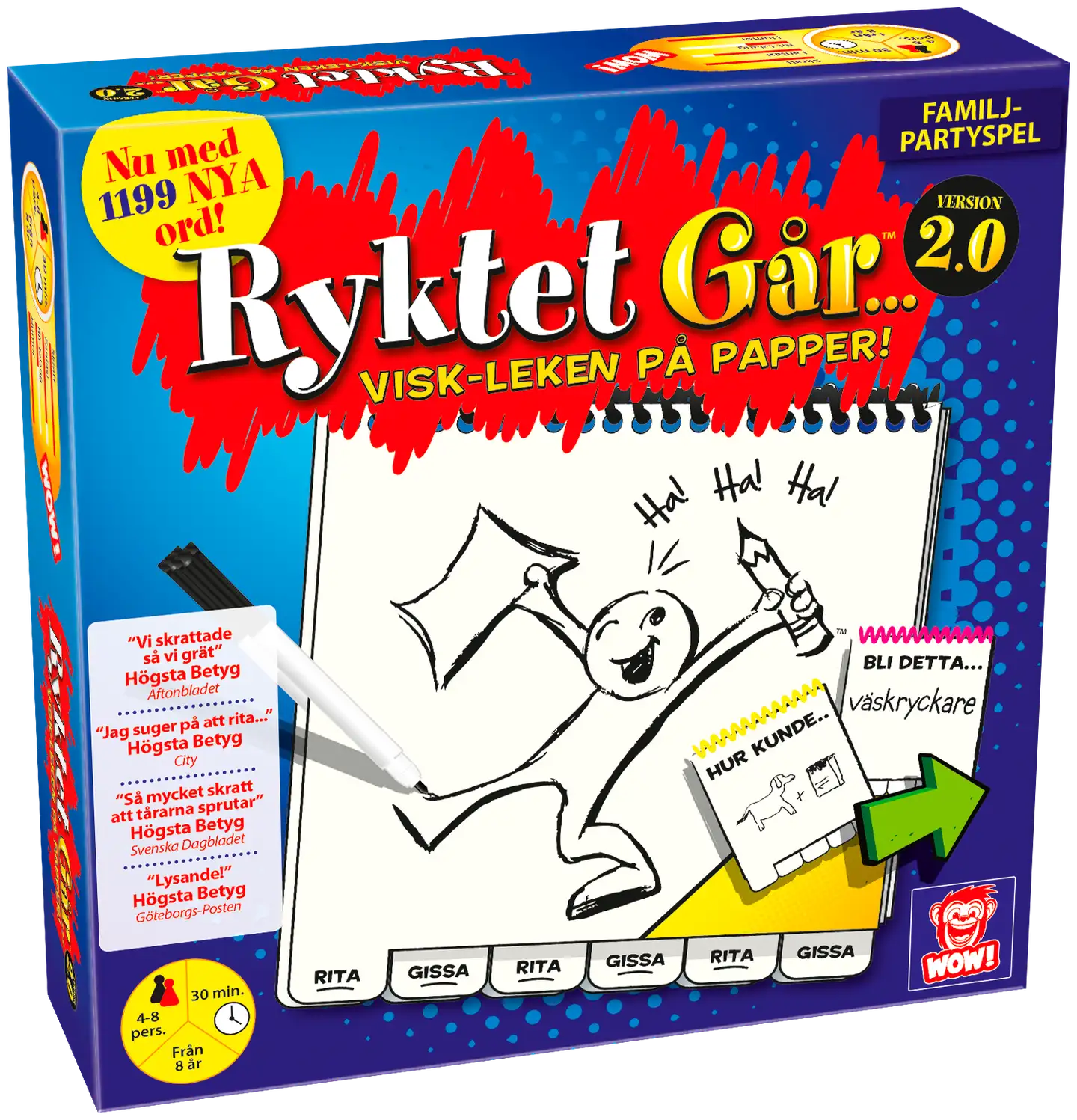 WOW! lautapeli Ryktet Går version 2.0 ruotsinkielinen