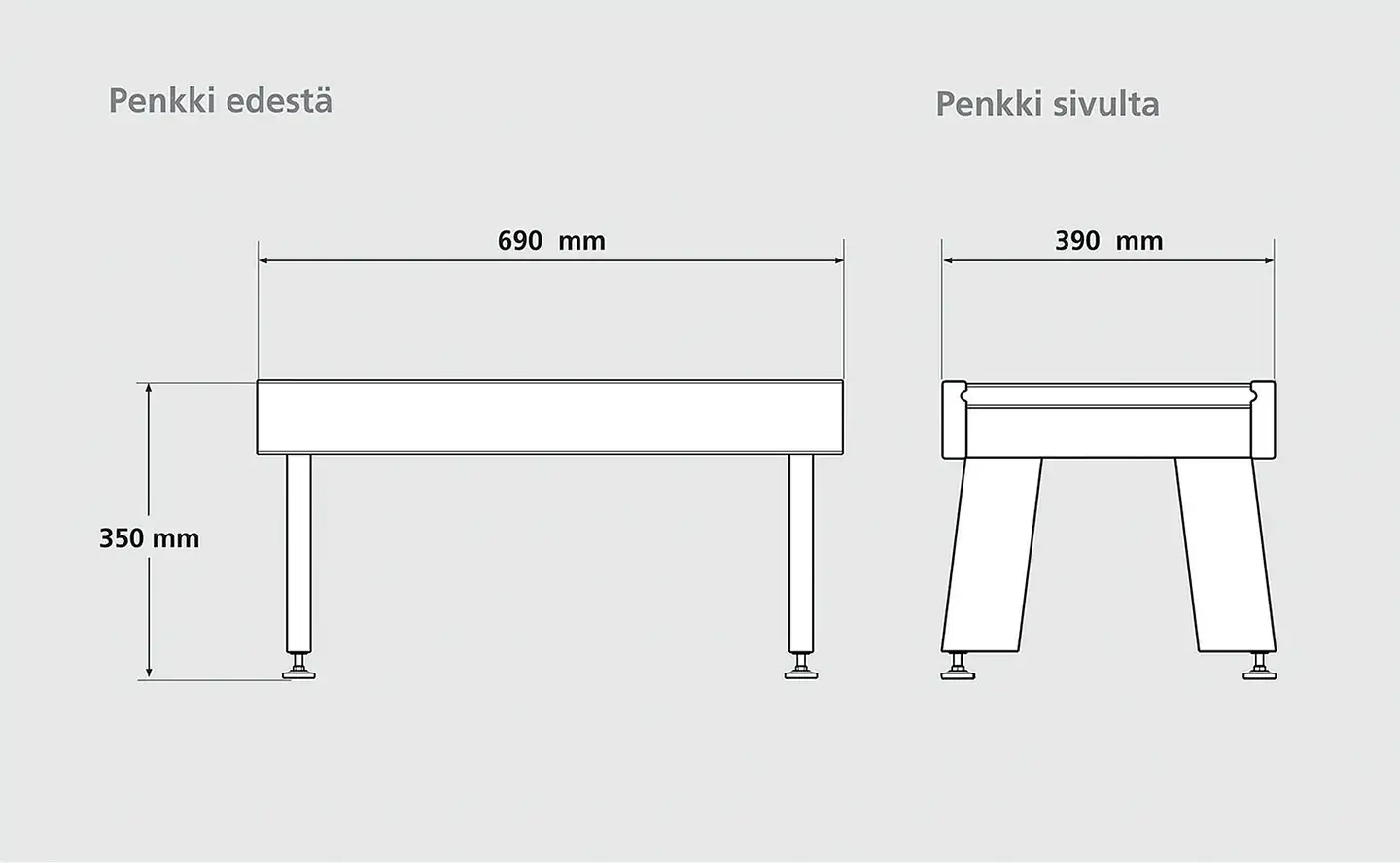 Hermanni laudepaketti tervaleppä 2090 sisältää laudetasot 500/400, kiuassuojakaide 990, penkki 691 - 4