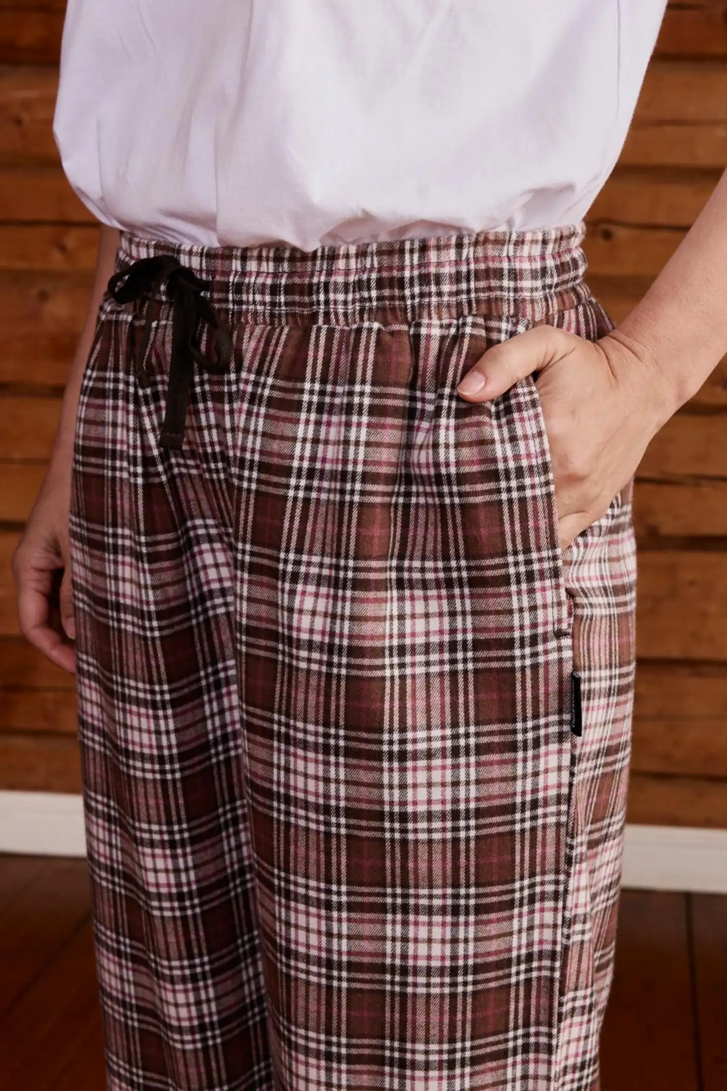 Reino&Aino naisten flanellipyjamahousut Aino - Brown check - 5