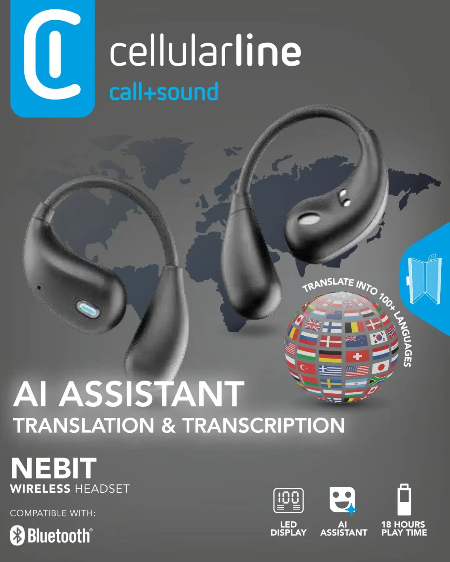 Cellularline langattomat nappikuulokkeet Nebit musta - 3