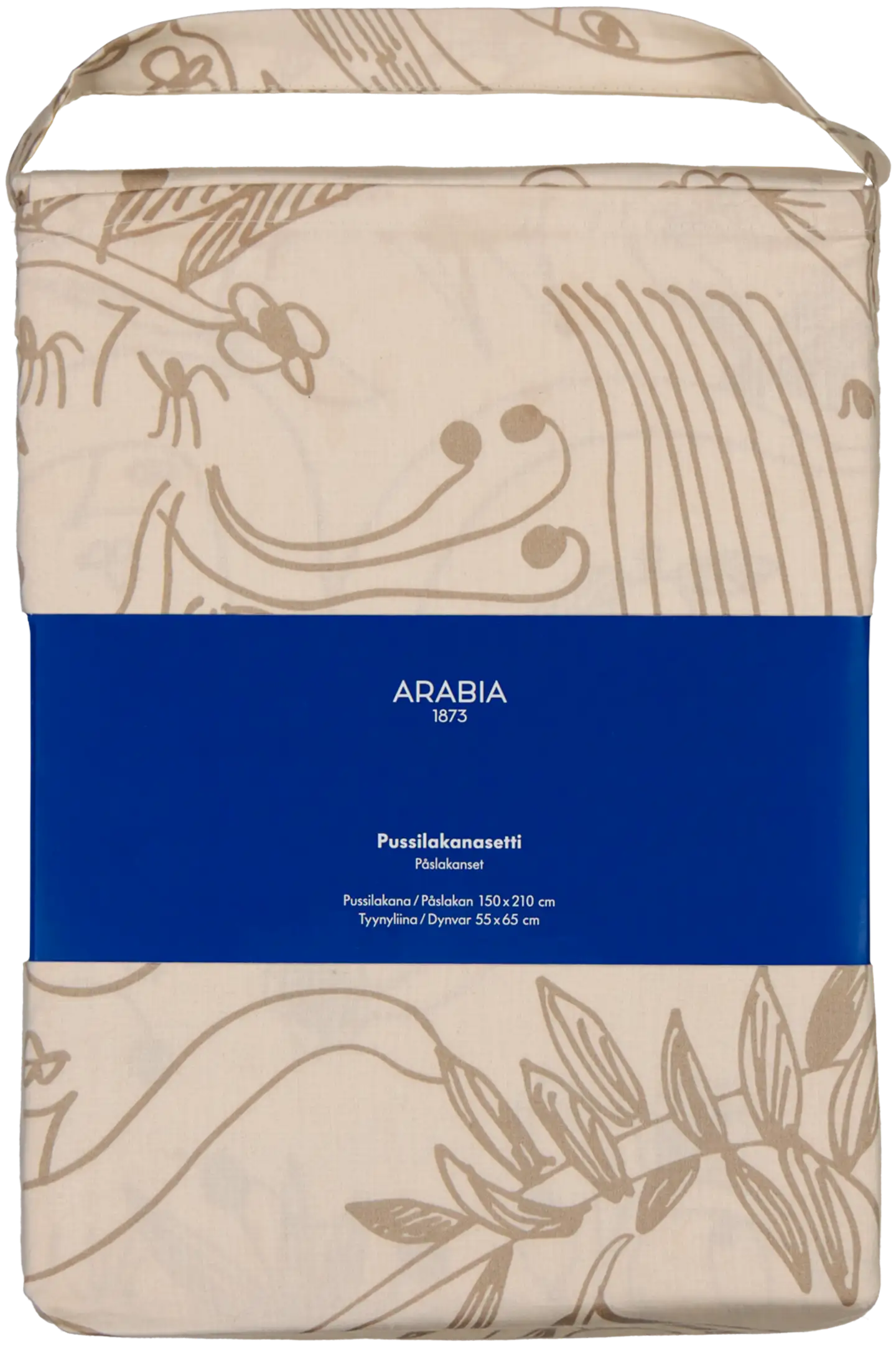 Arabia satiinipussilakanasetti Puutarhurit 150x210 cm, beige - 2