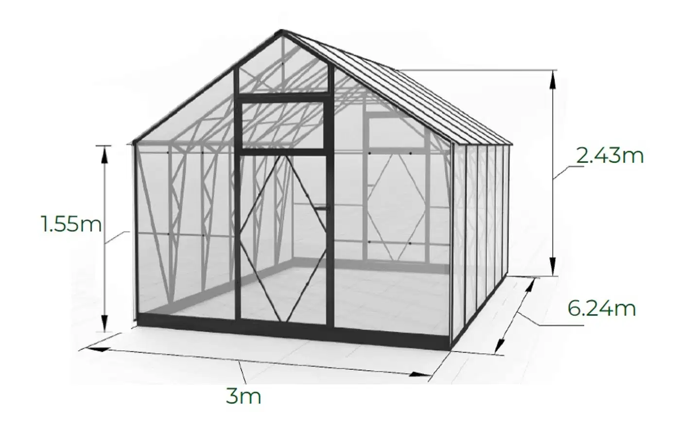 Ecoslider kasvihuone 3.0 X 6.24 - 4