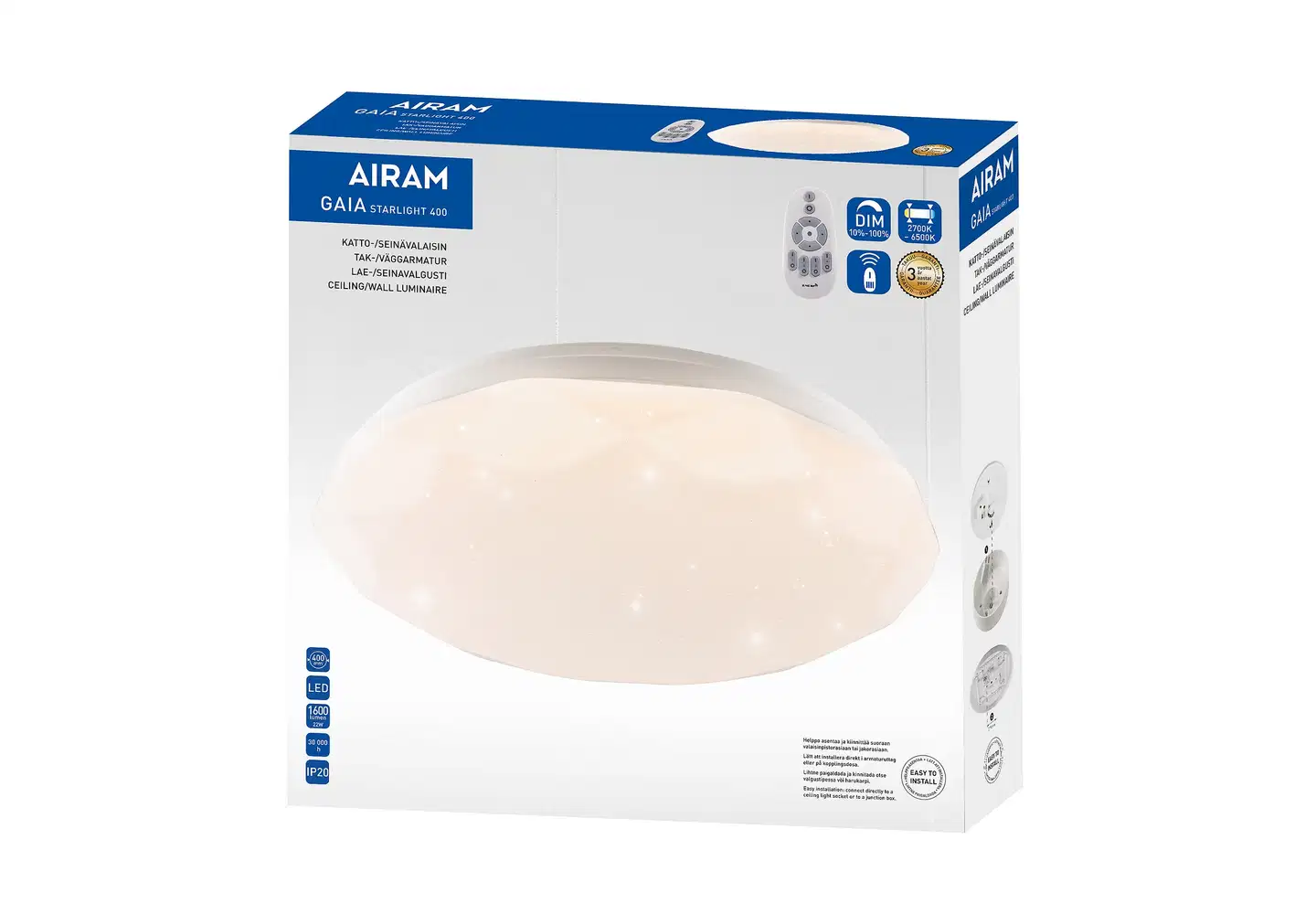 Airam Gaia Starlight 400 plafondi 22W/827-865 - 5
