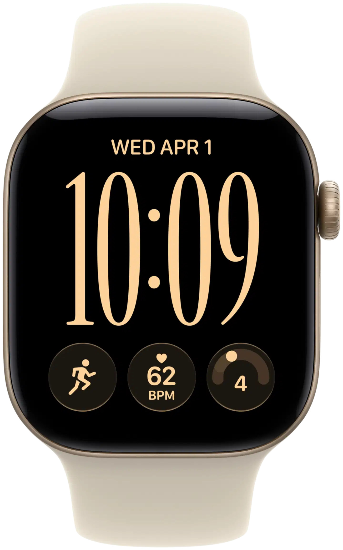 Apple Watch Series 12 GPS 46 mm:n vaaleankultainen alumiinikuori ja hiekanvärinen urheiluranneke - S/M - MJEN4QN/A - 1