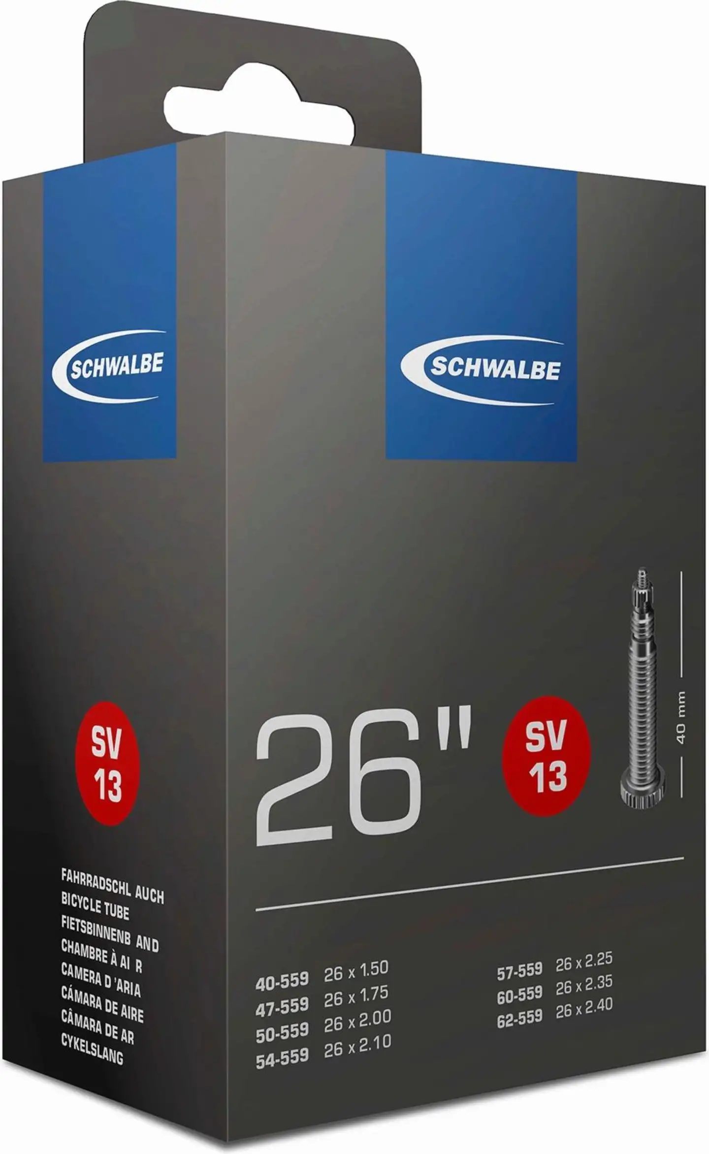 Schwalbe polkupyörän sisärengas 26" 40/62-559 sv13 40mm