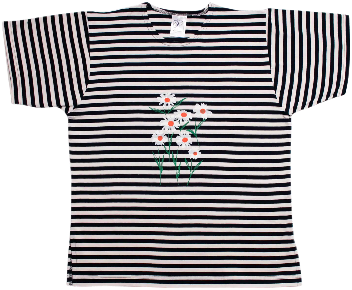 Pikkupuoti naisten t-paita Päivänkakkara - MUSTA/VALK - 1