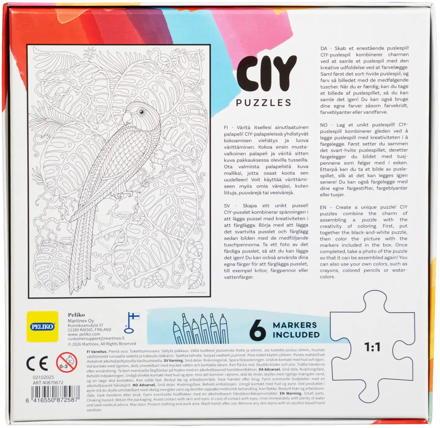 Peliko palapeli Color it Yourself 54 palaa tussit, erilaisia - 10