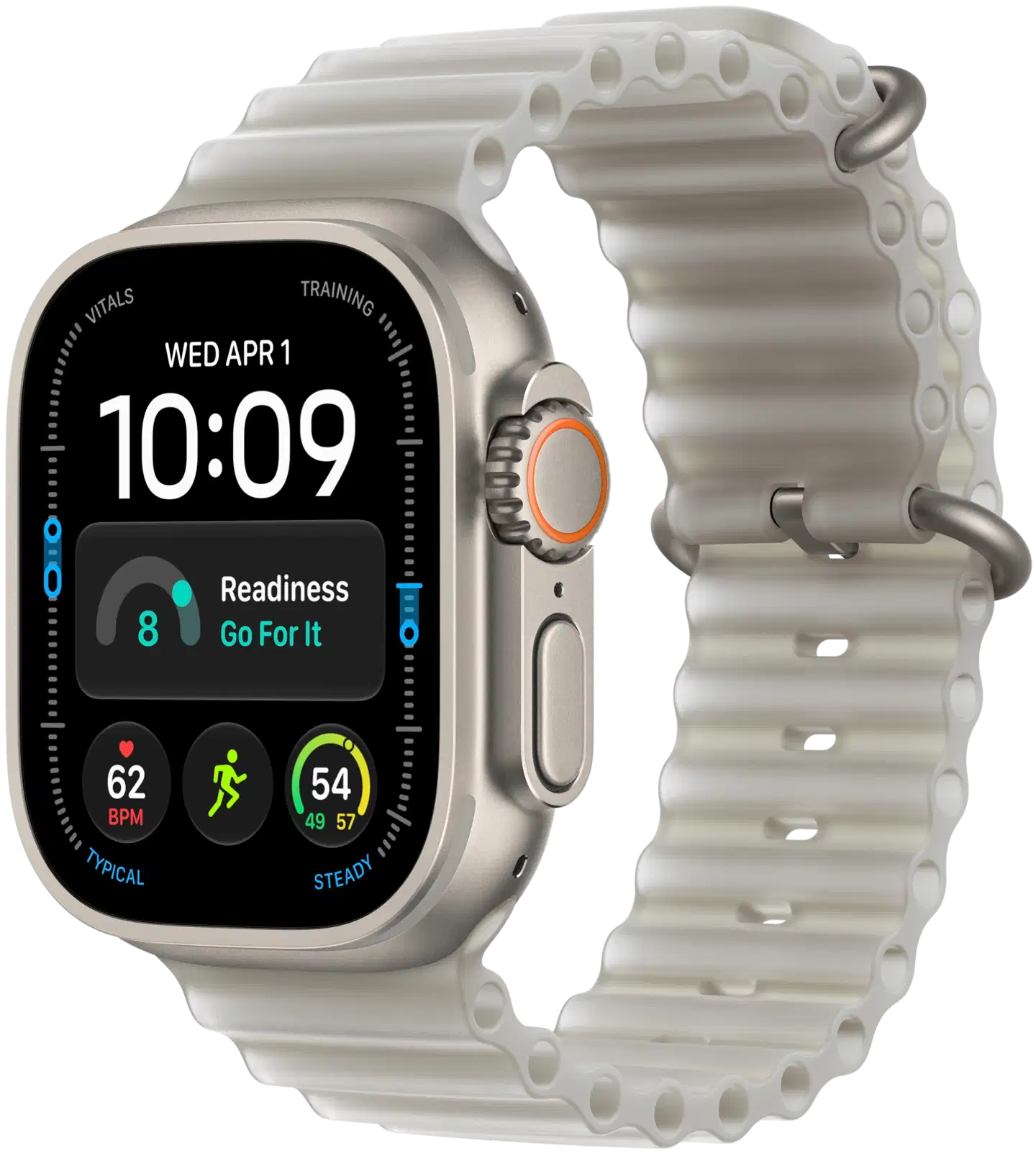 Apple Watch Ultra 4 GPS + Cellular 49 mm:n luonnontitaanikuori ja läpikuultavanharmaa Ocean-ranneke - MJAD4KS/A - 2