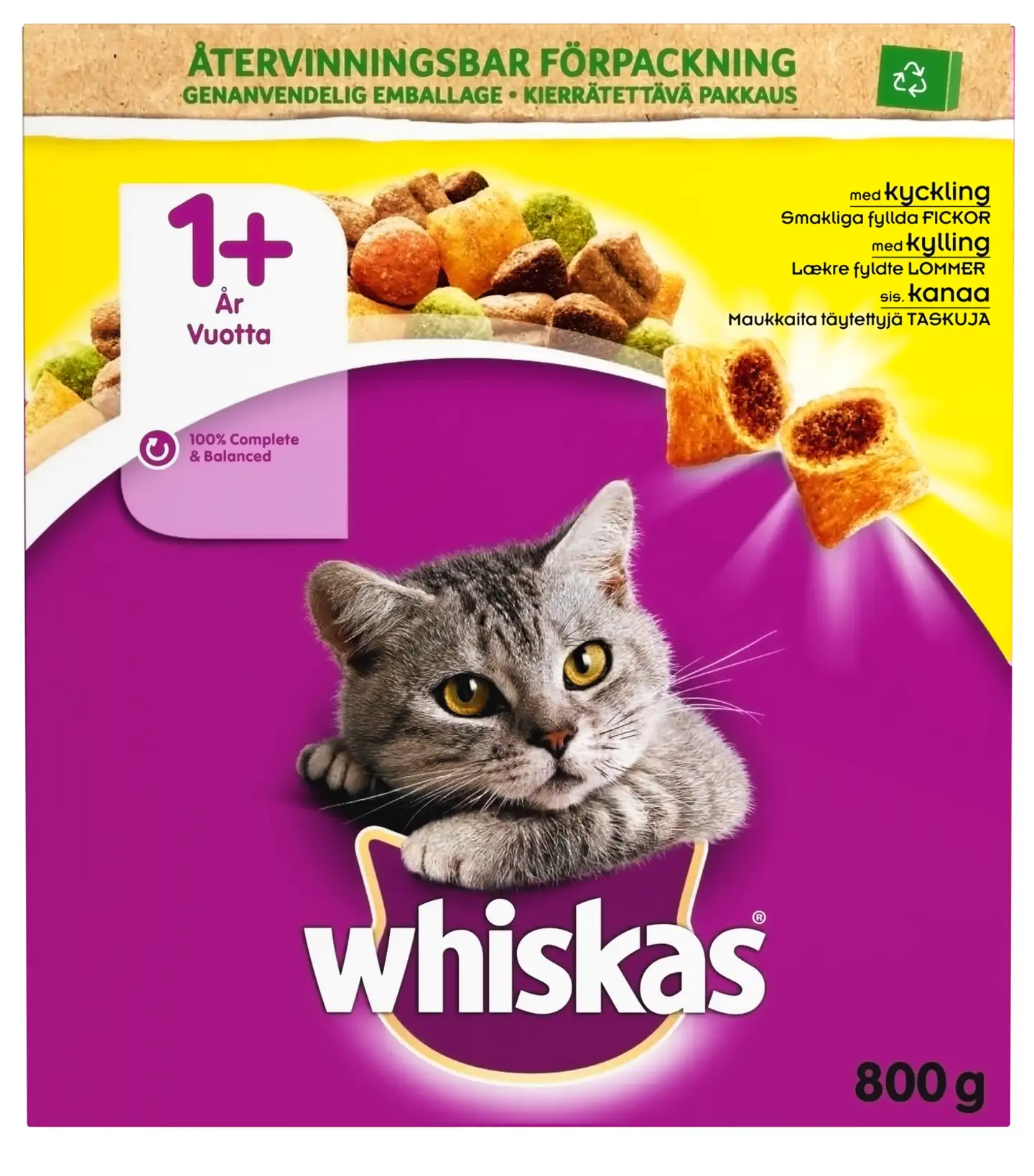 Whiskas 1+ Kanaa 800g