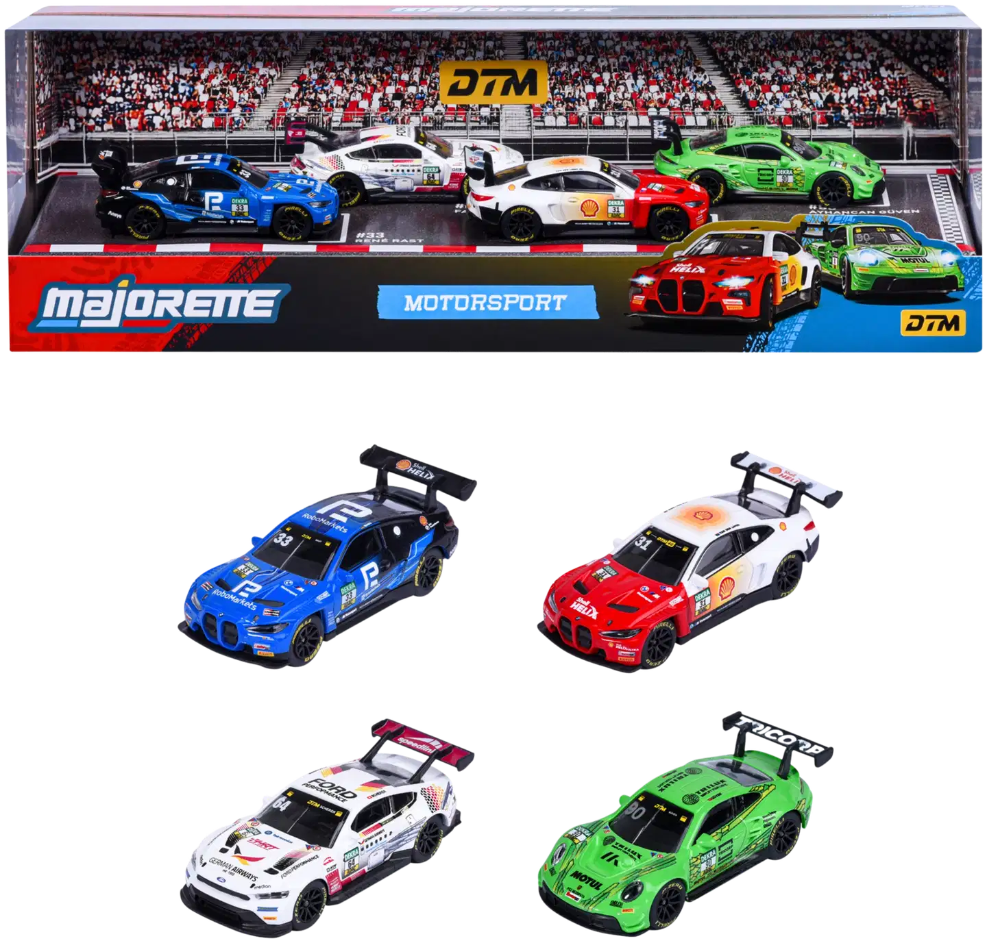 Majorette - Motorsport DTM 4 auton lahjapakkaus 1:64, 7,5 cm, die-cast - 1