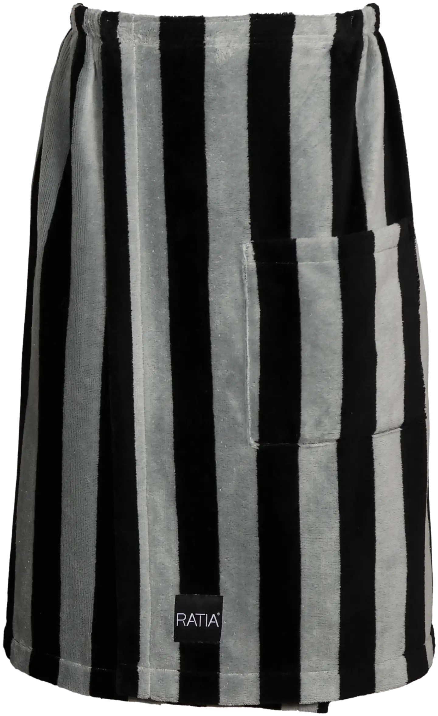 Ratia miesten kietaisupyyhe Raita velour 70x150 cm musta/harmaa - 1