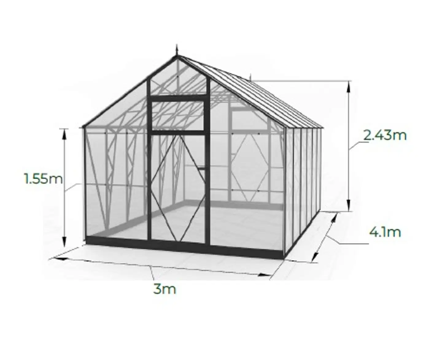 Ecoslider kasvihuone Lux 3.0 X 4.1 - 4