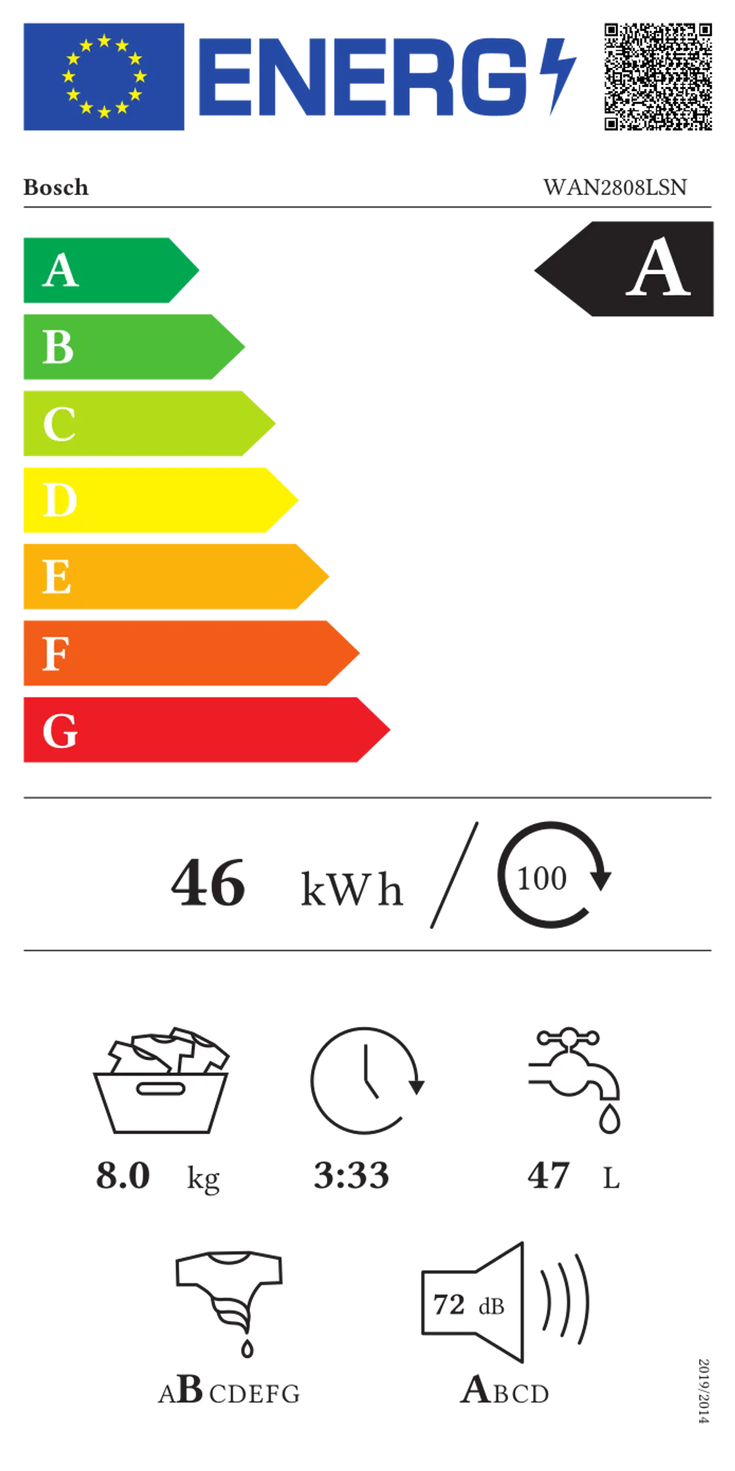 Bosch edestä täytettävä pyykinpesukone WAN2808LSN, 8 kg, valkoinen - 4