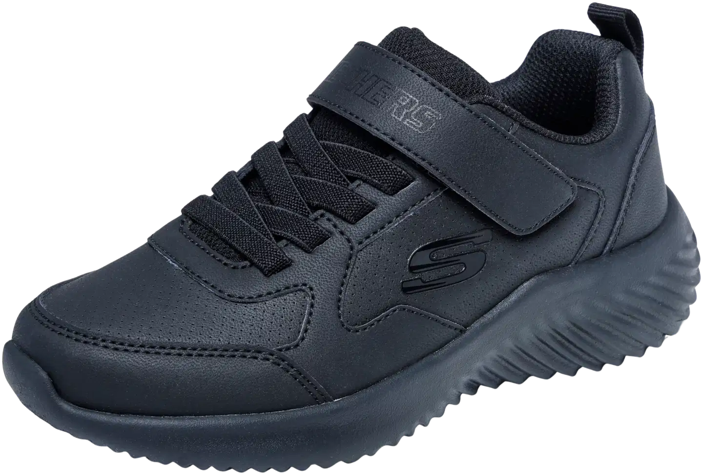 Skechers lasten kevyt lenkkari tarranauhalla ja venyvillä nauhoilla - BLACK - 6