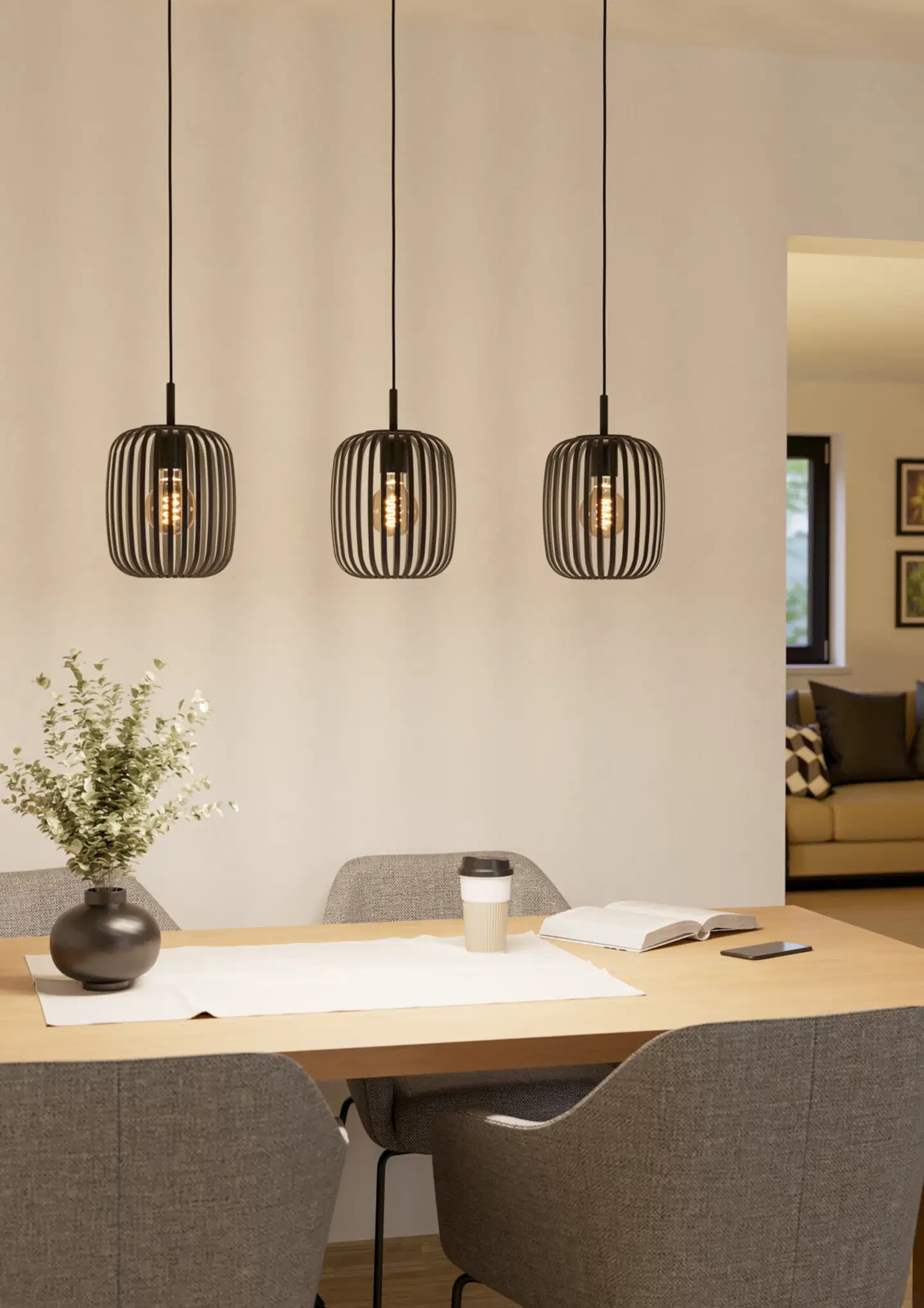 EGLO Riippuvalaisin 3-os  Romazzina 3x40W 90x20cm musta - 4